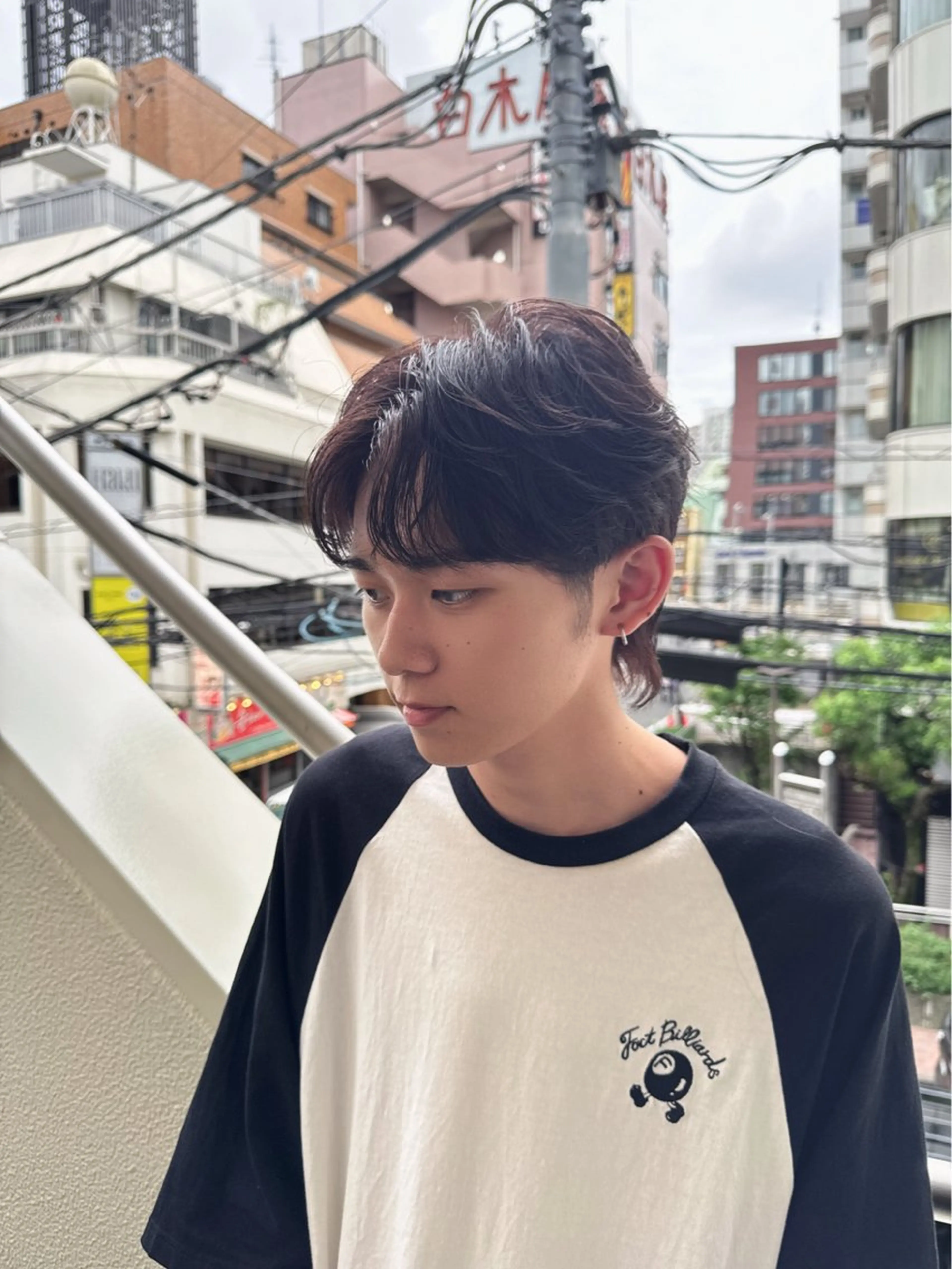 ロング カット メンズ特化韓国ヘア シャドウパーマのヘアスタイル