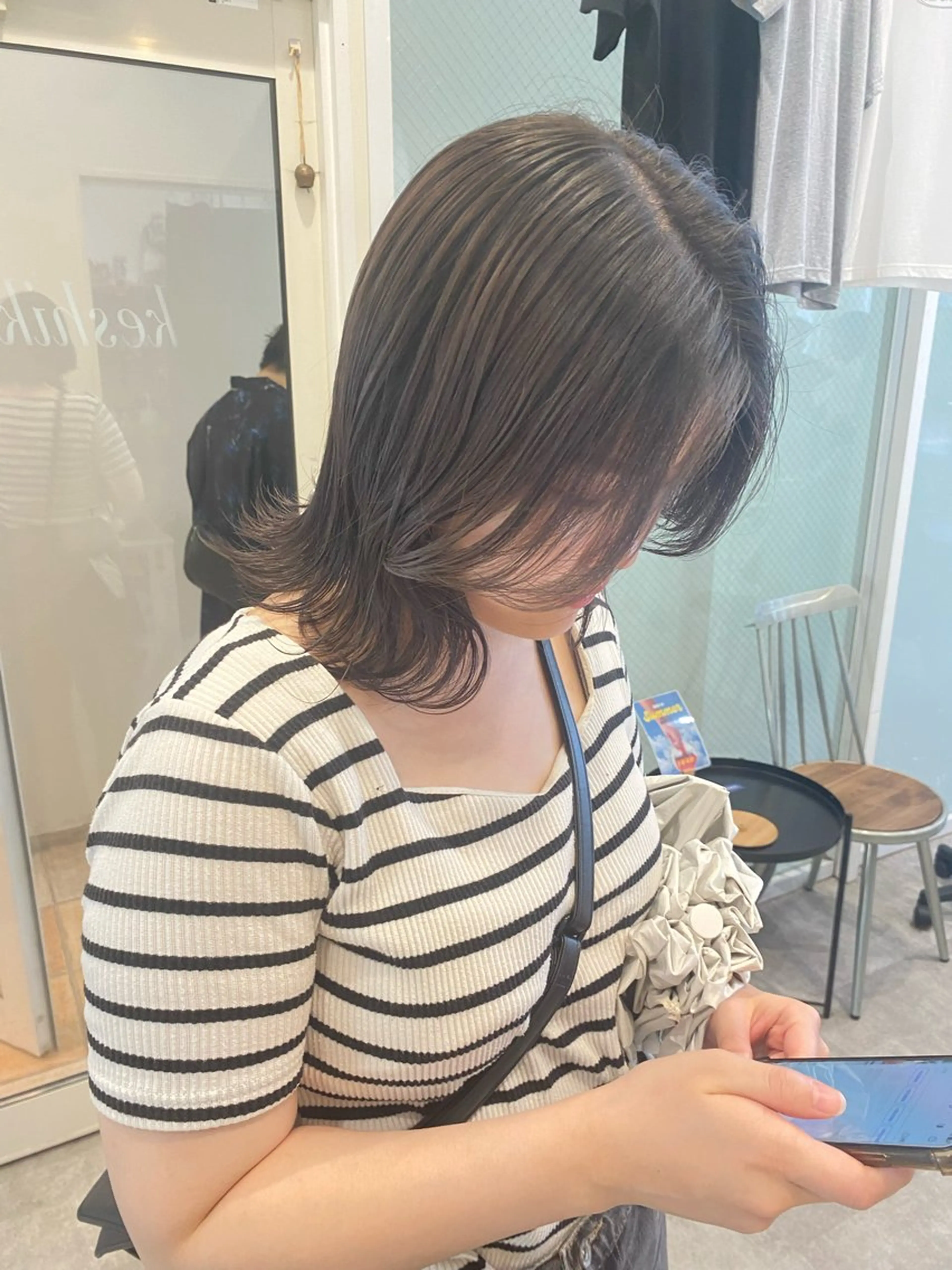 ミディアム ボブレイヤー ボブ レイヤーカット Keshiki大名 安部 真輝のヘアスタイル