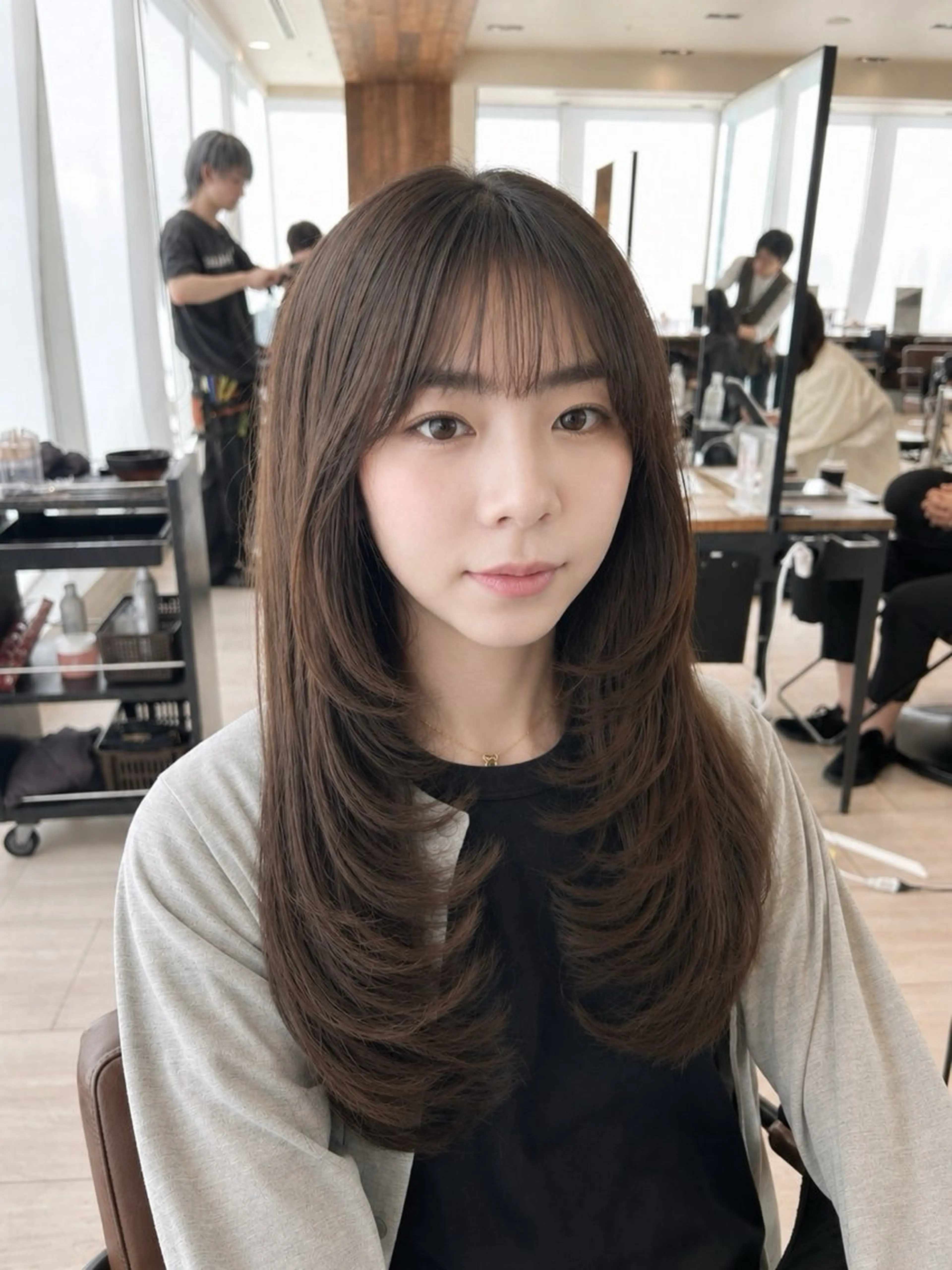 ロング カット ヘアカラー トリートメント 🎀大竹美侑／顔まわ りカット／レイヤーのヘアスタイル