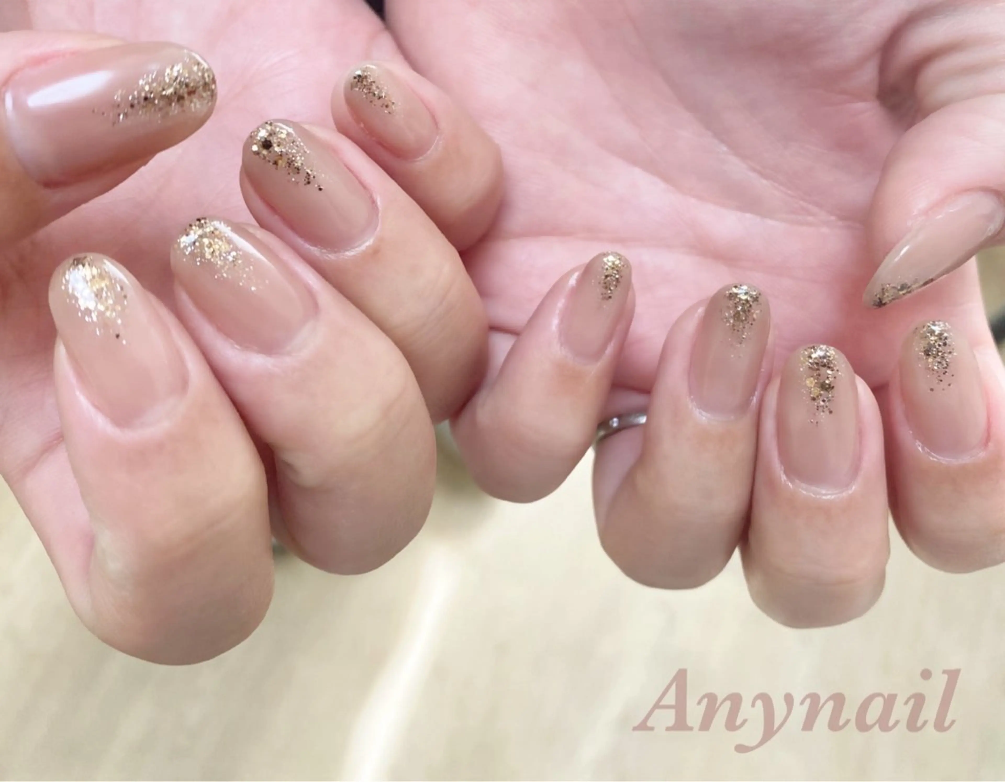 ネイル ブルー ラメ(グリッター) オフィスネイル ワンカラーネイル 岩澤 恵子のネイルデザイン