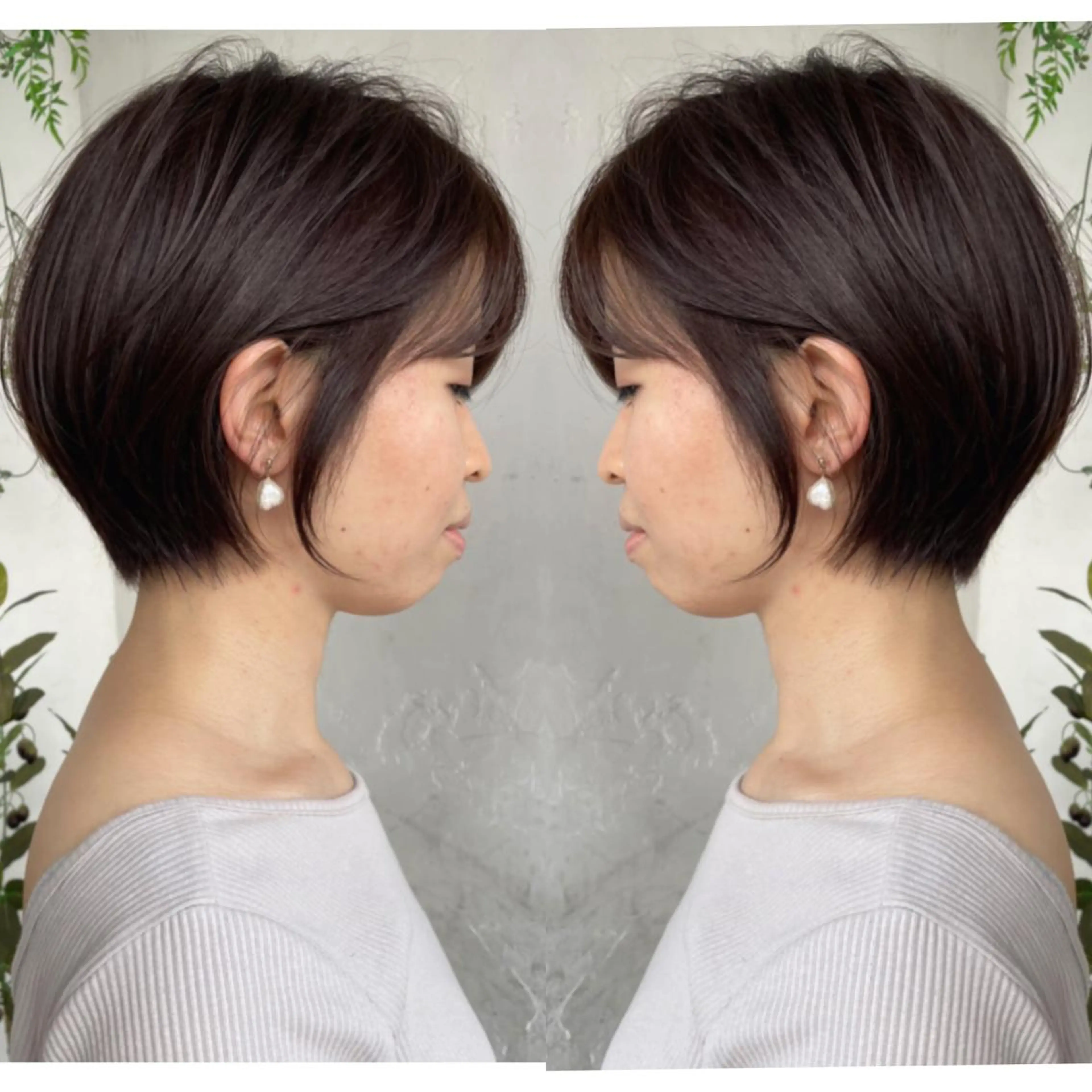 ショート カラー ショートボブ ハンサムショート 丸みショート デザインカラー ハイライトカラー カット ヘアカラー トリートメント 京都大人女性ショート 徒歩1分/秋山のヘアスタイル