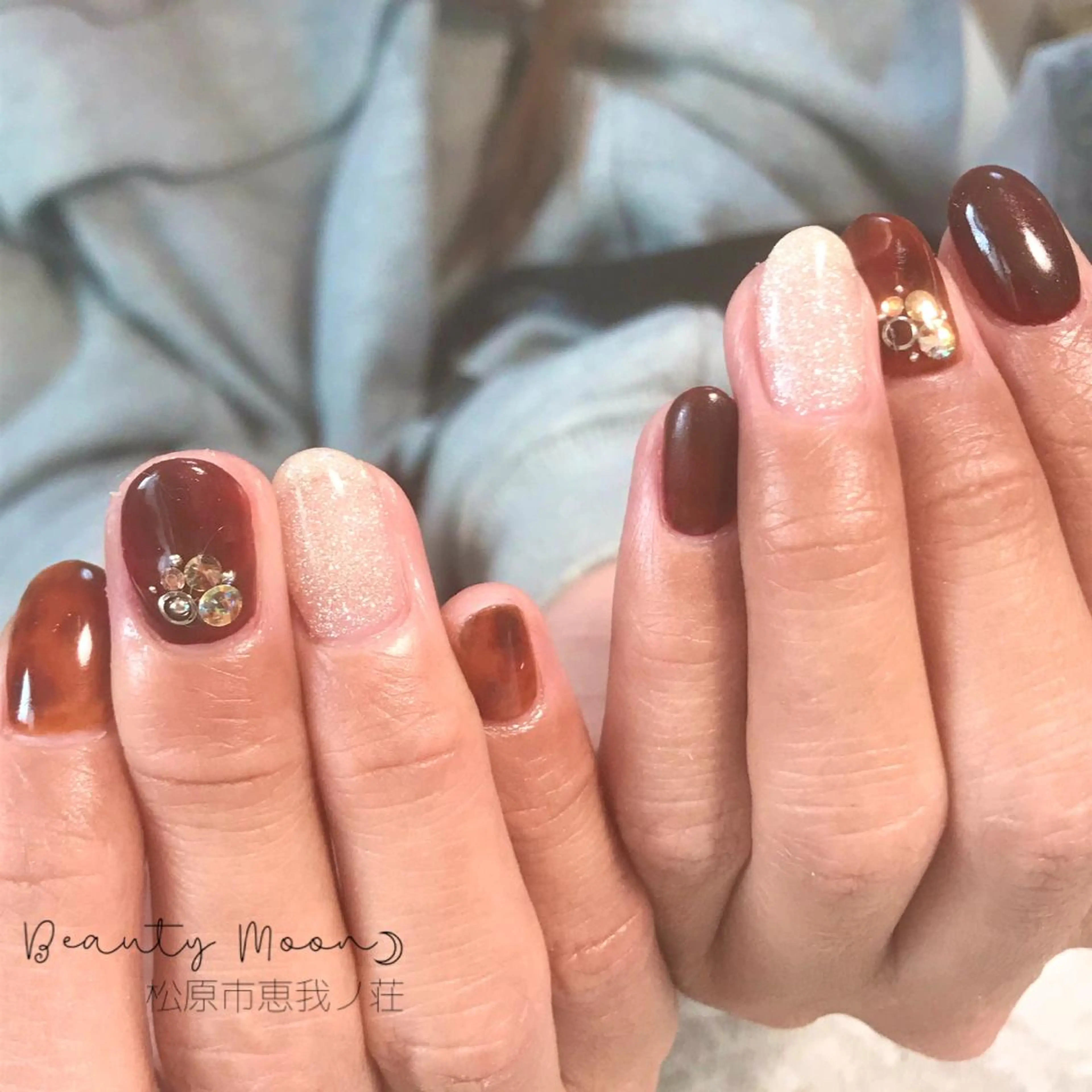 ネイル べっ甲ネイル ボルドー beauty ☪︎moonのネイルデザイン