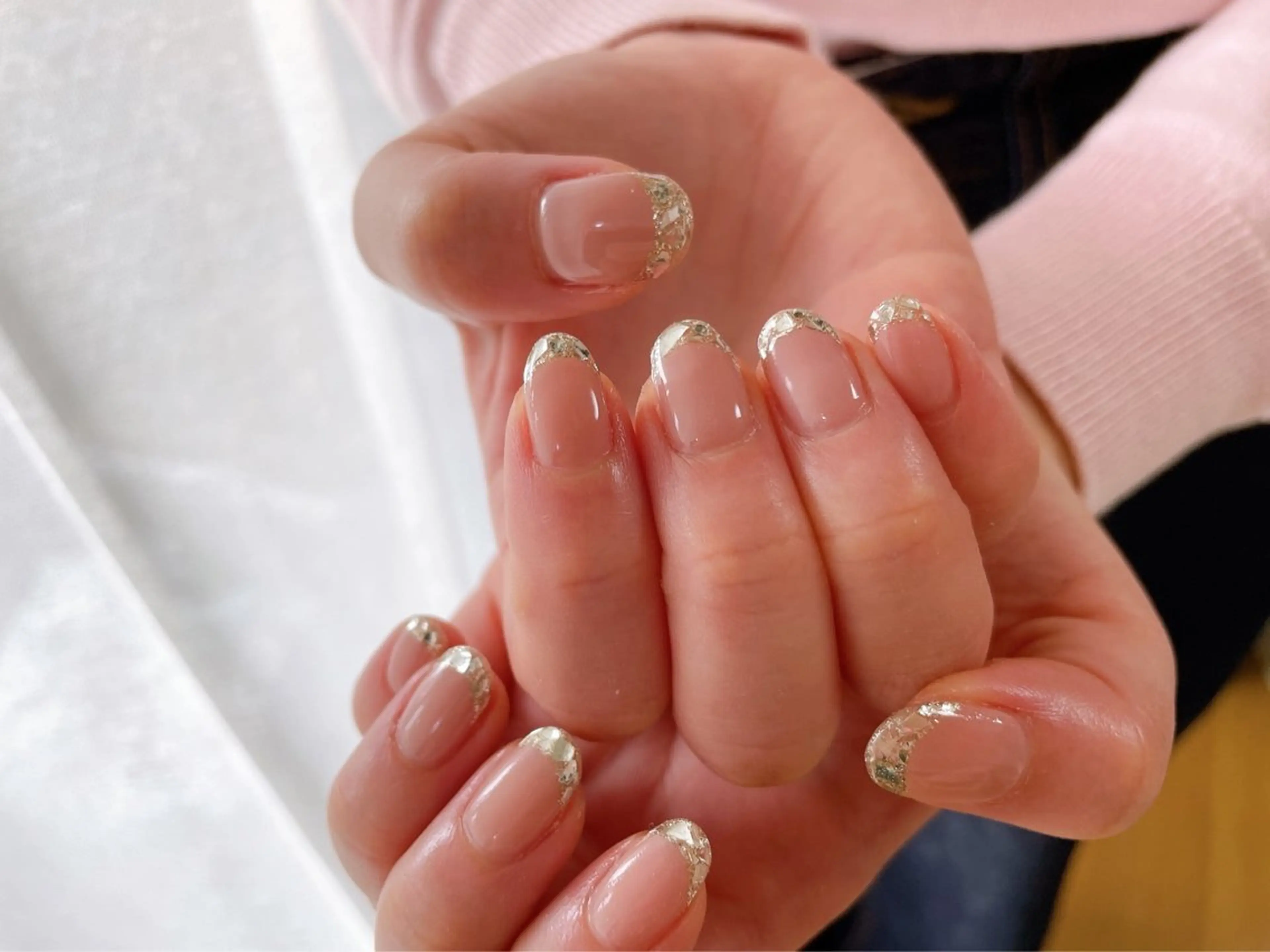 ネイル フレンチネイル ジェルネイル ガラスフレンチ 韓国ネイル パラジェル kikinail 溝の口のネイルデザイン