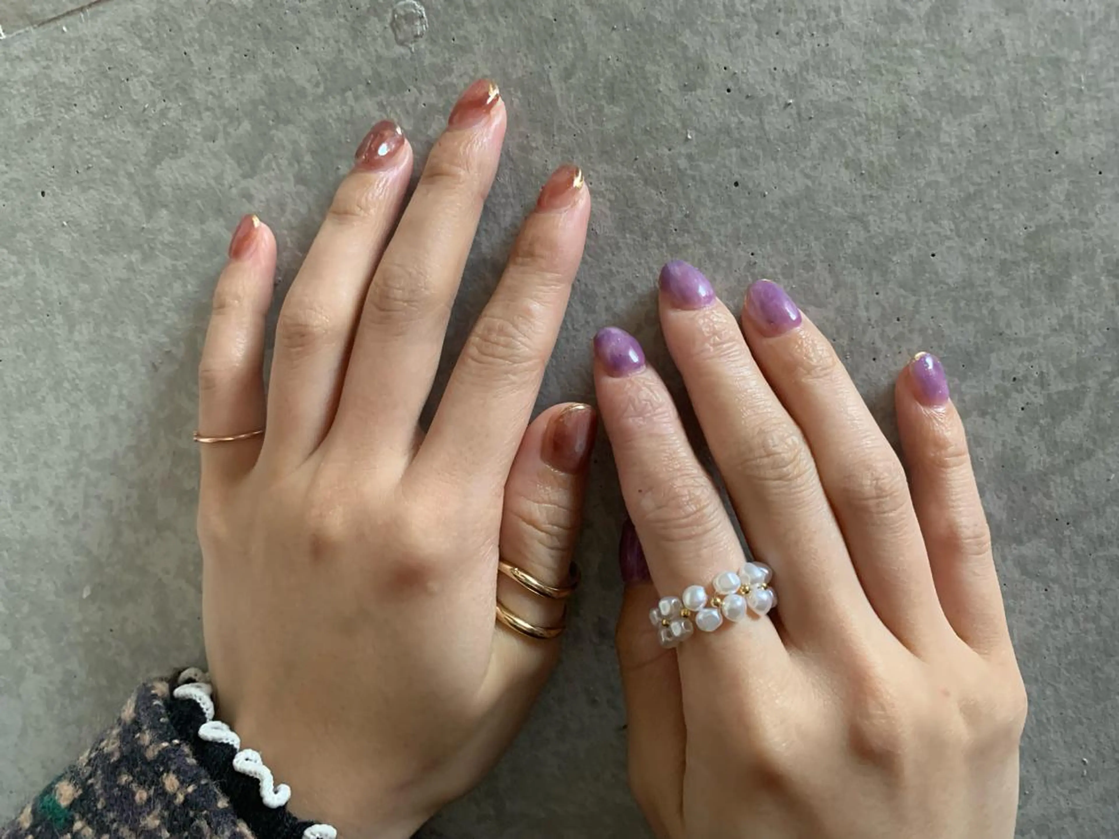 ネイル ブラウン 持ち込み マキノ ユイのネイルデザイン