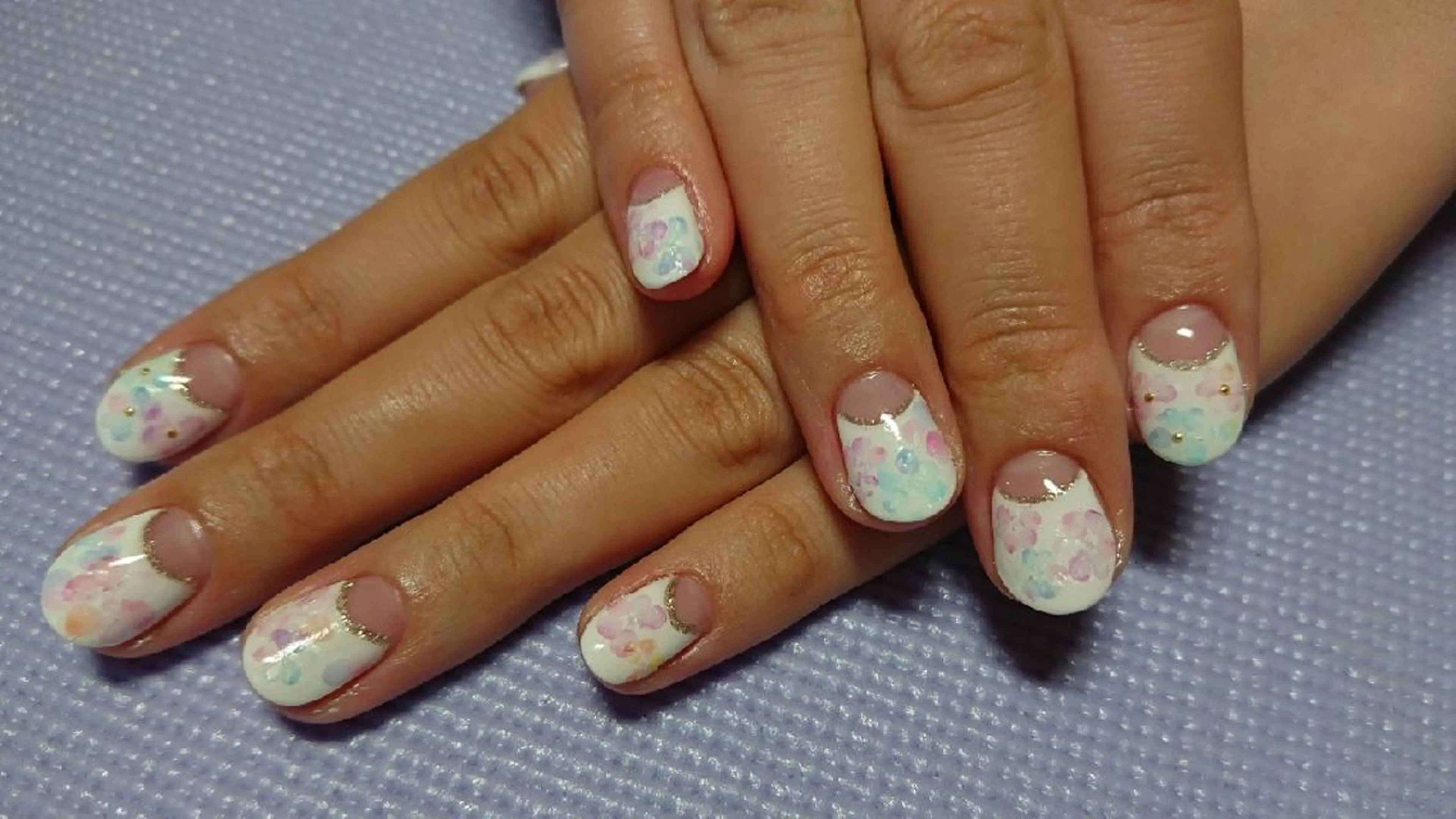 ネイル アートネイル フラワーネイル フレンチネイル 逆フレンチ ブライダルネイル 平野 亜季のネイルデザイン