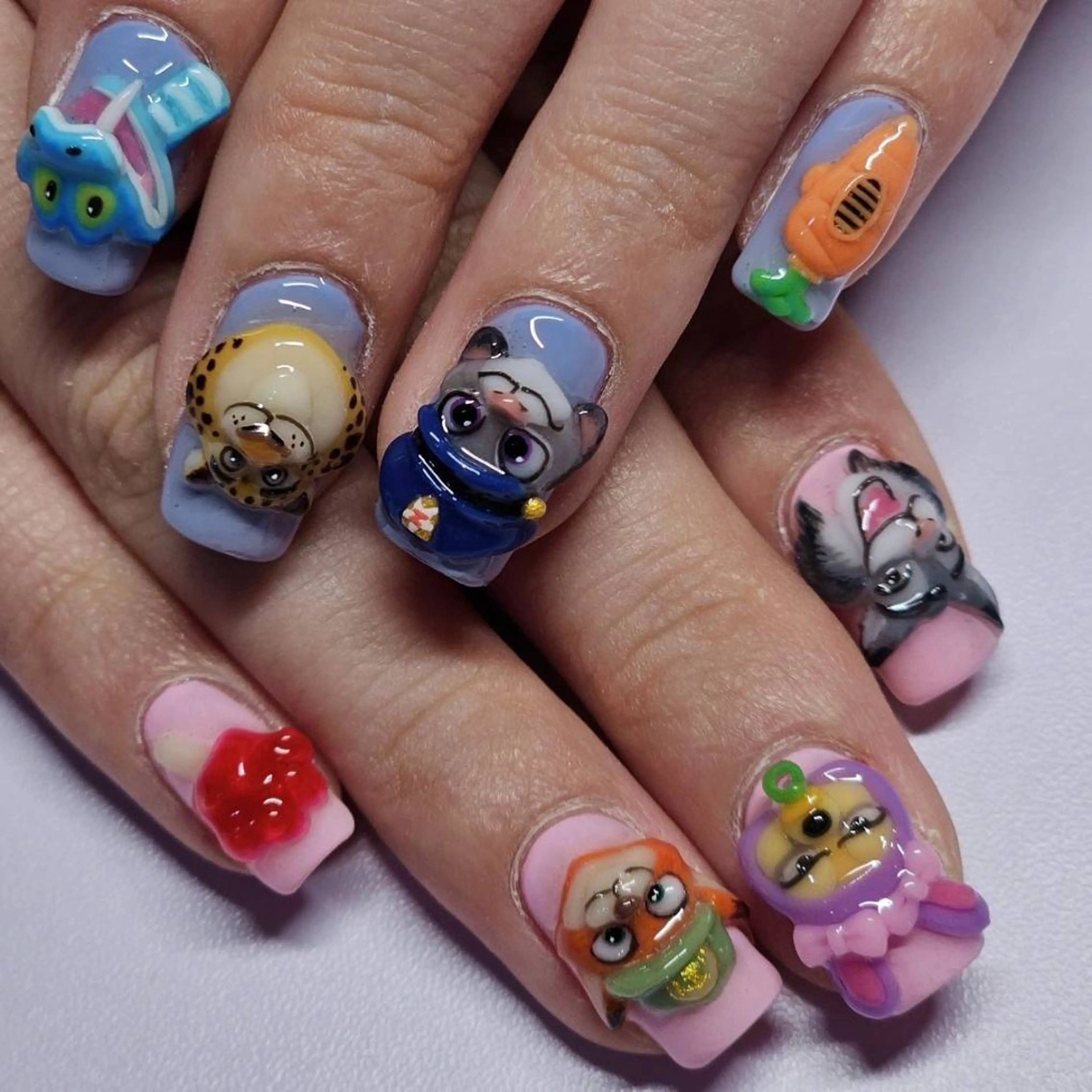 ネイル アートネイル ブルー ピンク ハンドネイル よしだ ひろきのネイルデザイン