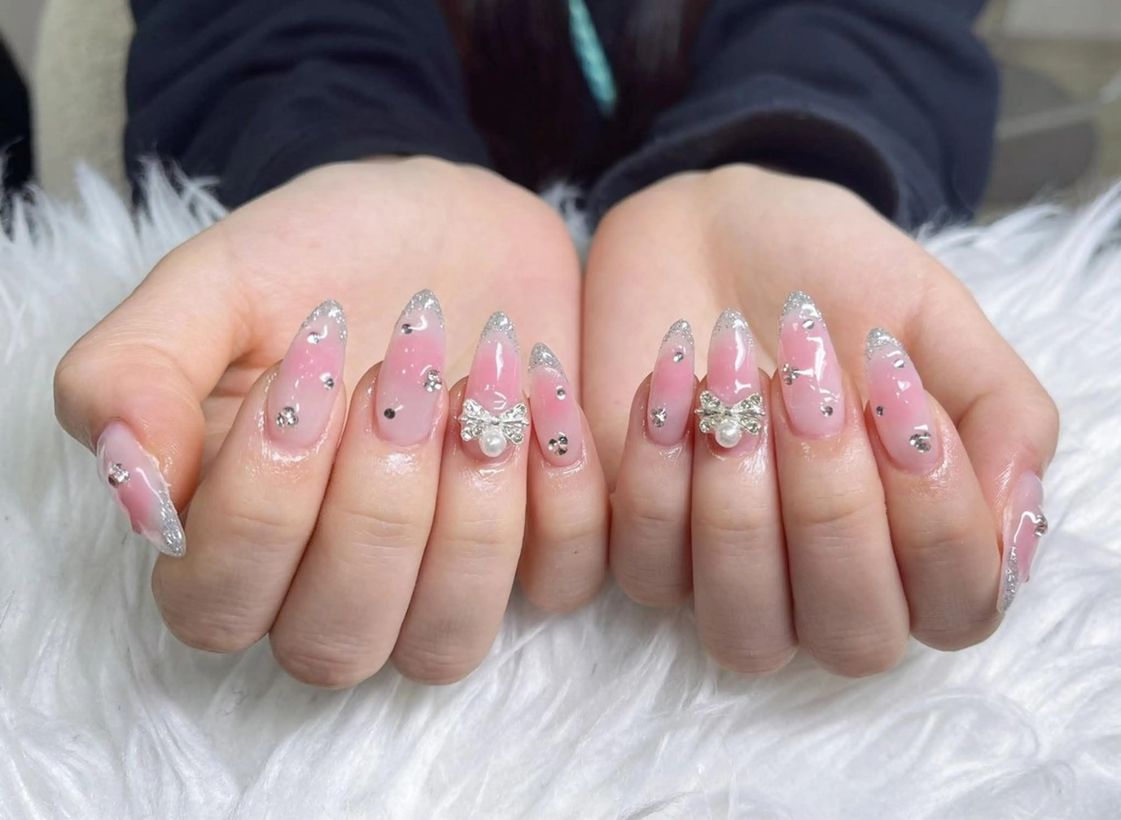 ネイル フレンチネイル ジェルネイル ガーリー 韓国ネイル ロングネイル ハンドネイル NieNail Nezukoのネイルデザイン