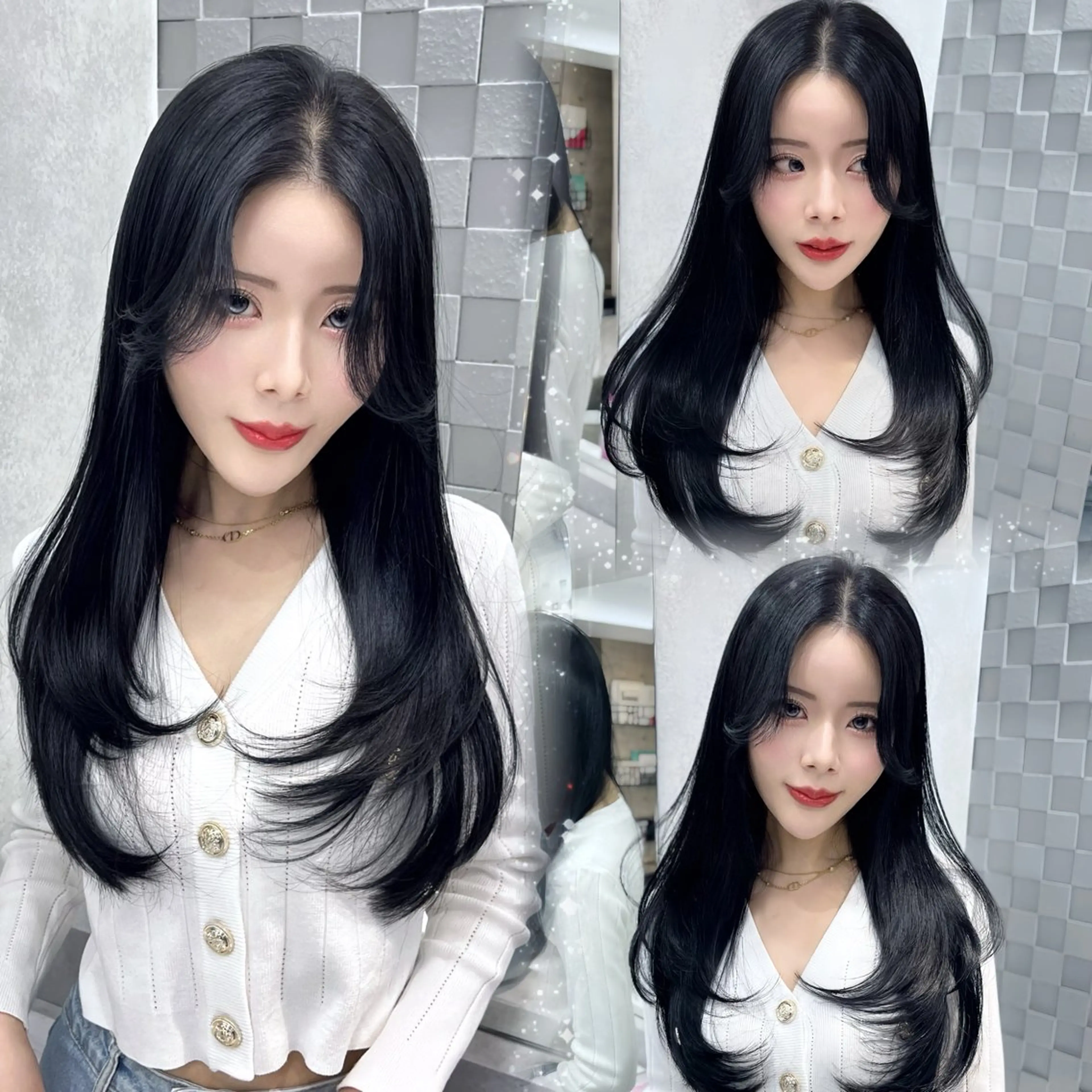 ロング カラー カット ヘアカラー 縮毛矯正 トリートメント レイヤー/髪質改善 ボブ/艶カラー/縮毛のヘアスタイル