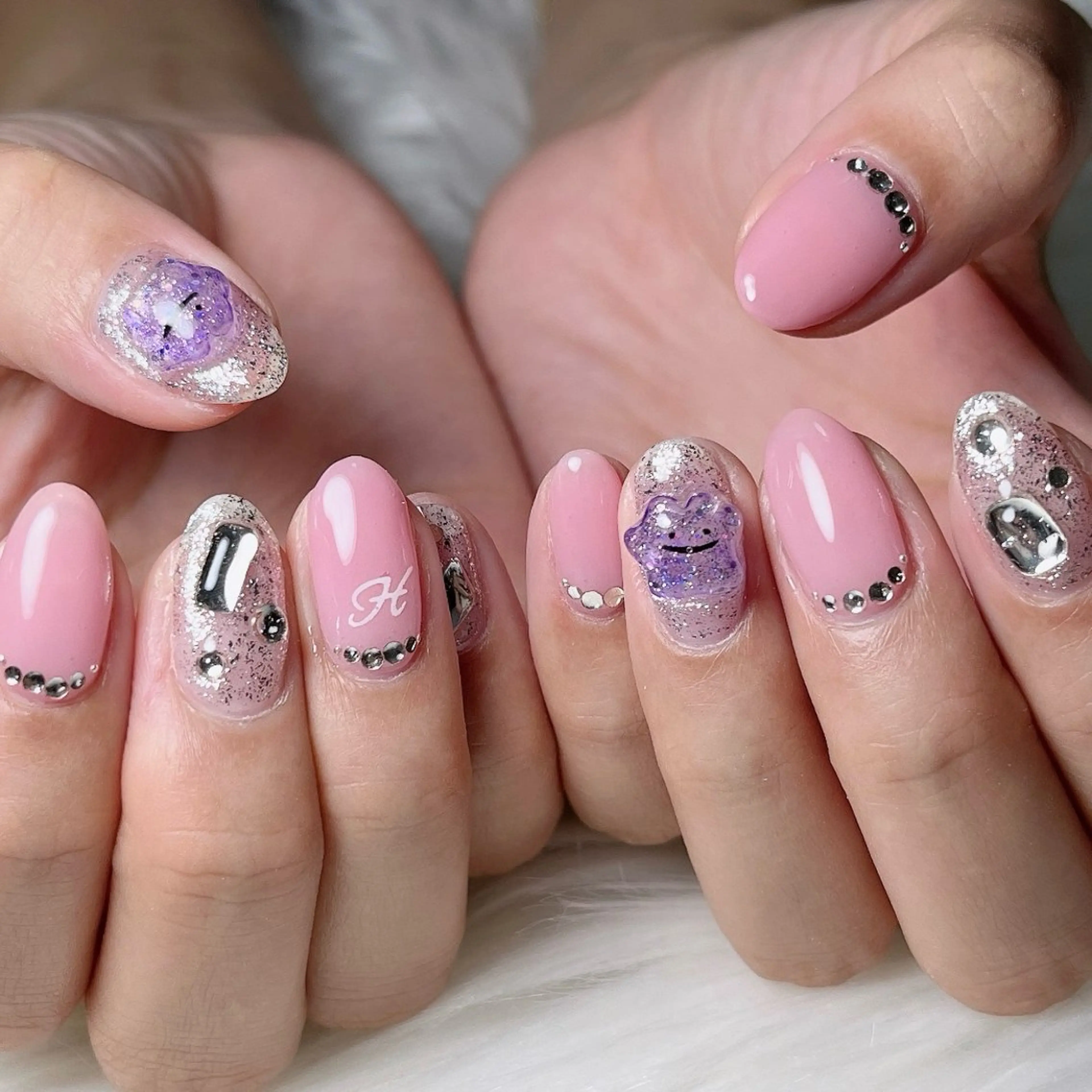ネイル 韓国ネイル ラメ(グリッター) 持ち込み ハンドネイル 🐕‍🦺Yappy 💗A-tanのネイルデザイン