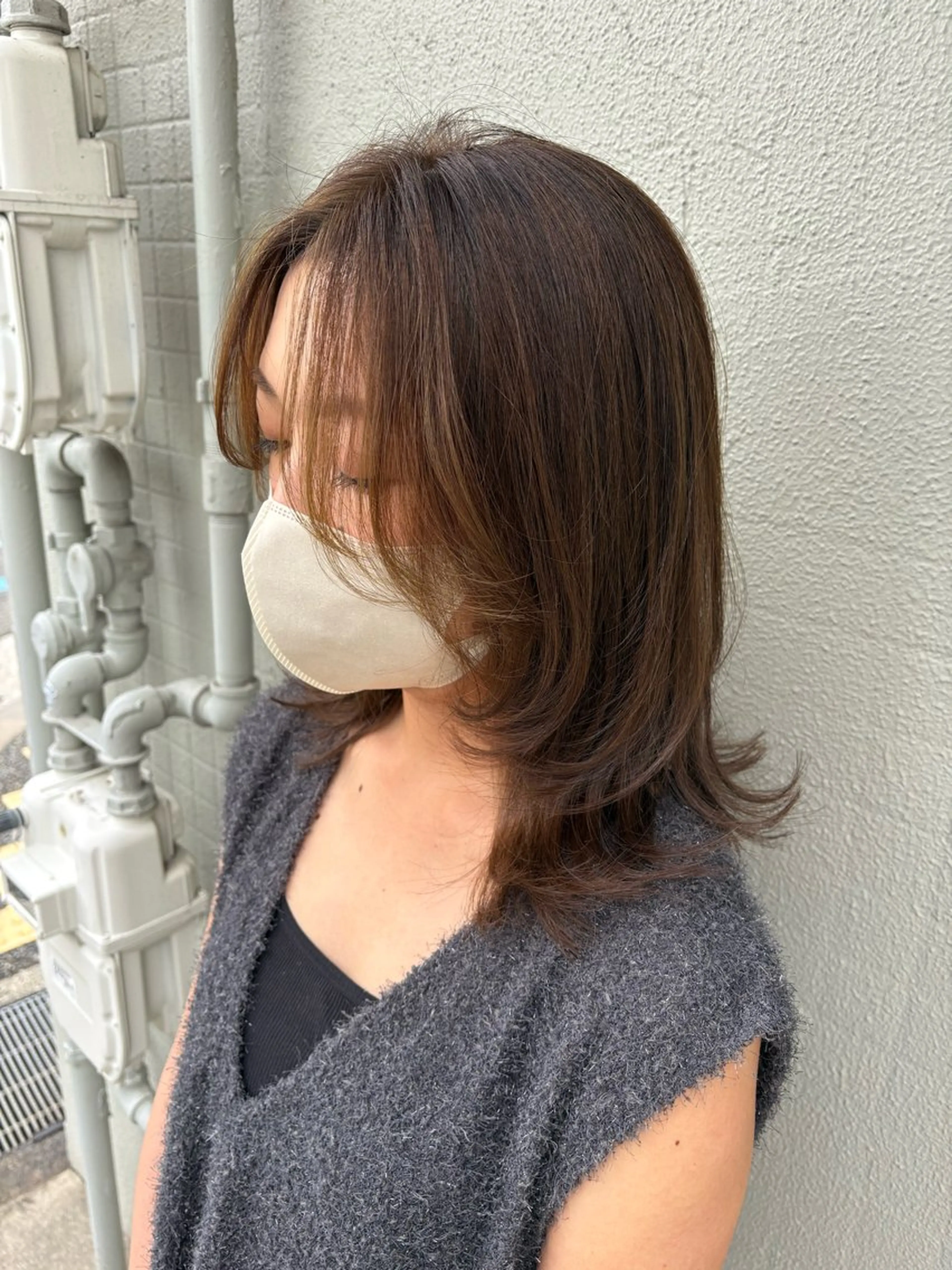 ミディアム ボブレイヤー ボブ レイヤーカット カット ヘアカラー トリートメント 大阪なんば 骨格診断カット PEACE by CITA【ピース バイ シータ】所属・小山 莉沙のヘアスタイル