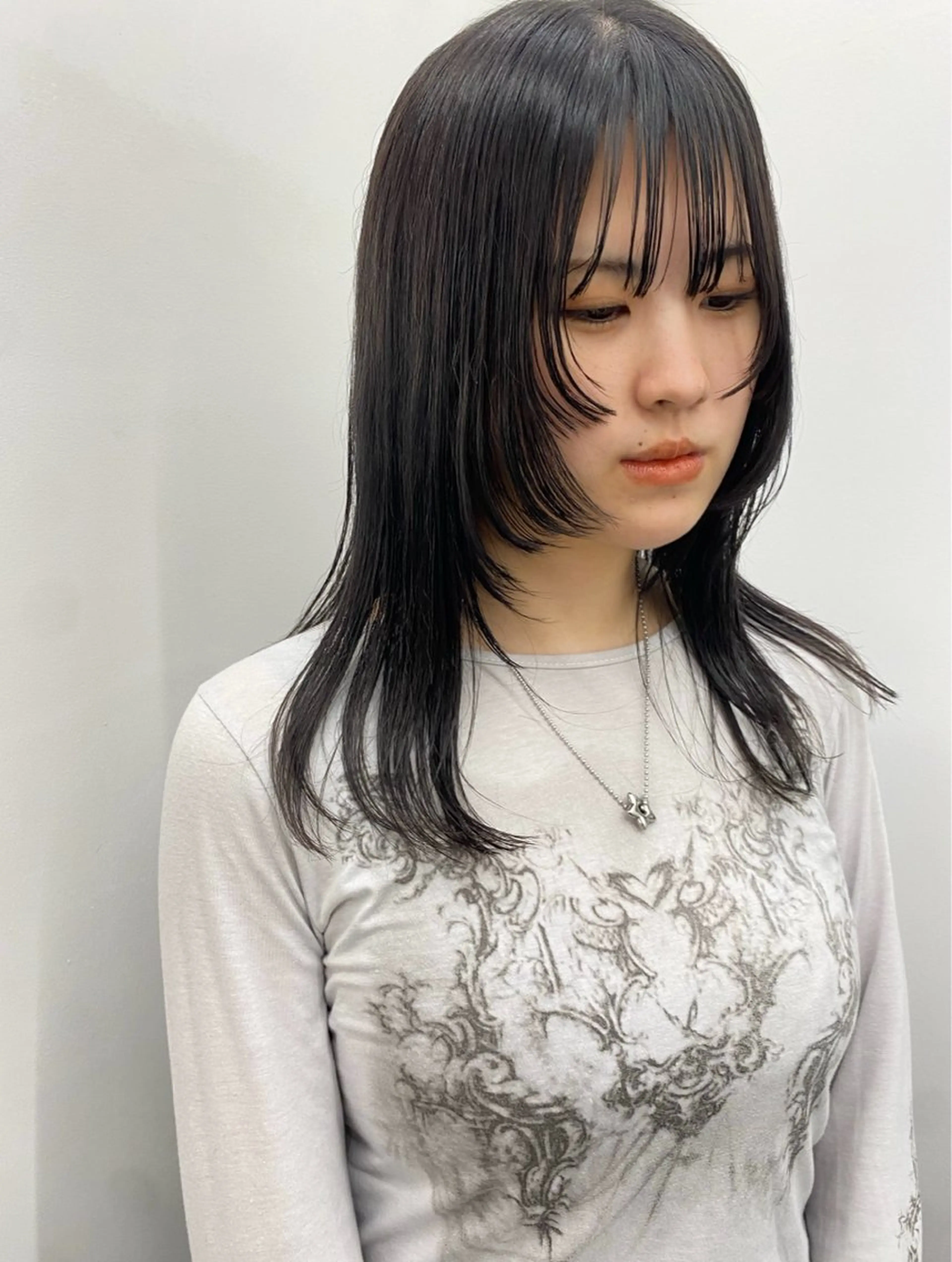 セミロング 顔まわりレイヤー 顔周りカット 姫カット レイヤーカット 顔周りカット/透明感 カラー/rioのヘアスタイル