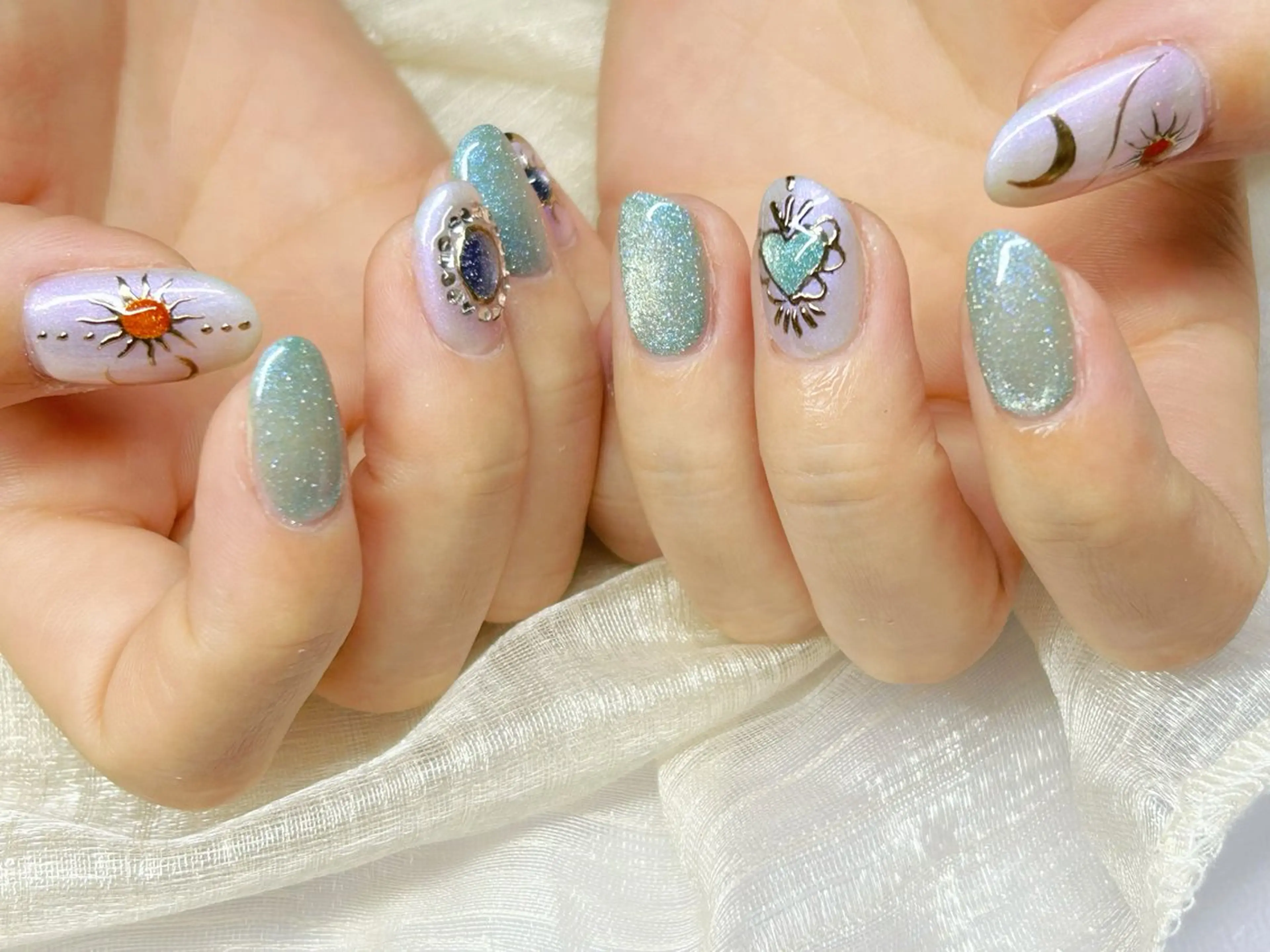 ネイル アートネイル チークネイル 成人式 入学式 長さ出し ハンドネイル Lino Nailのネイルデザイン