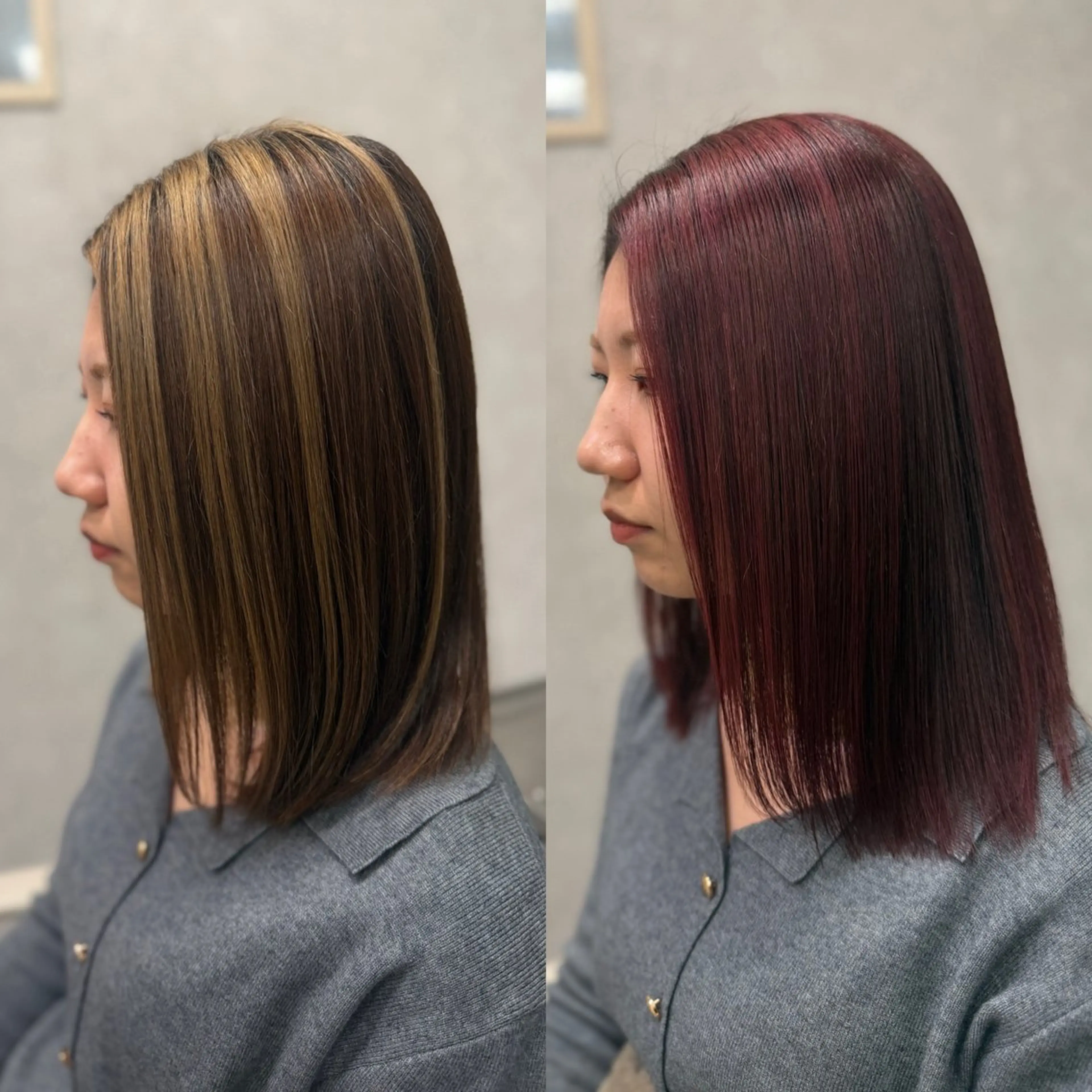 ミディアム カラー ヘアカラー トリートメント 髪質改善/縮毛矯正 /ブリーチ矯正/岡部のヘアスタイル