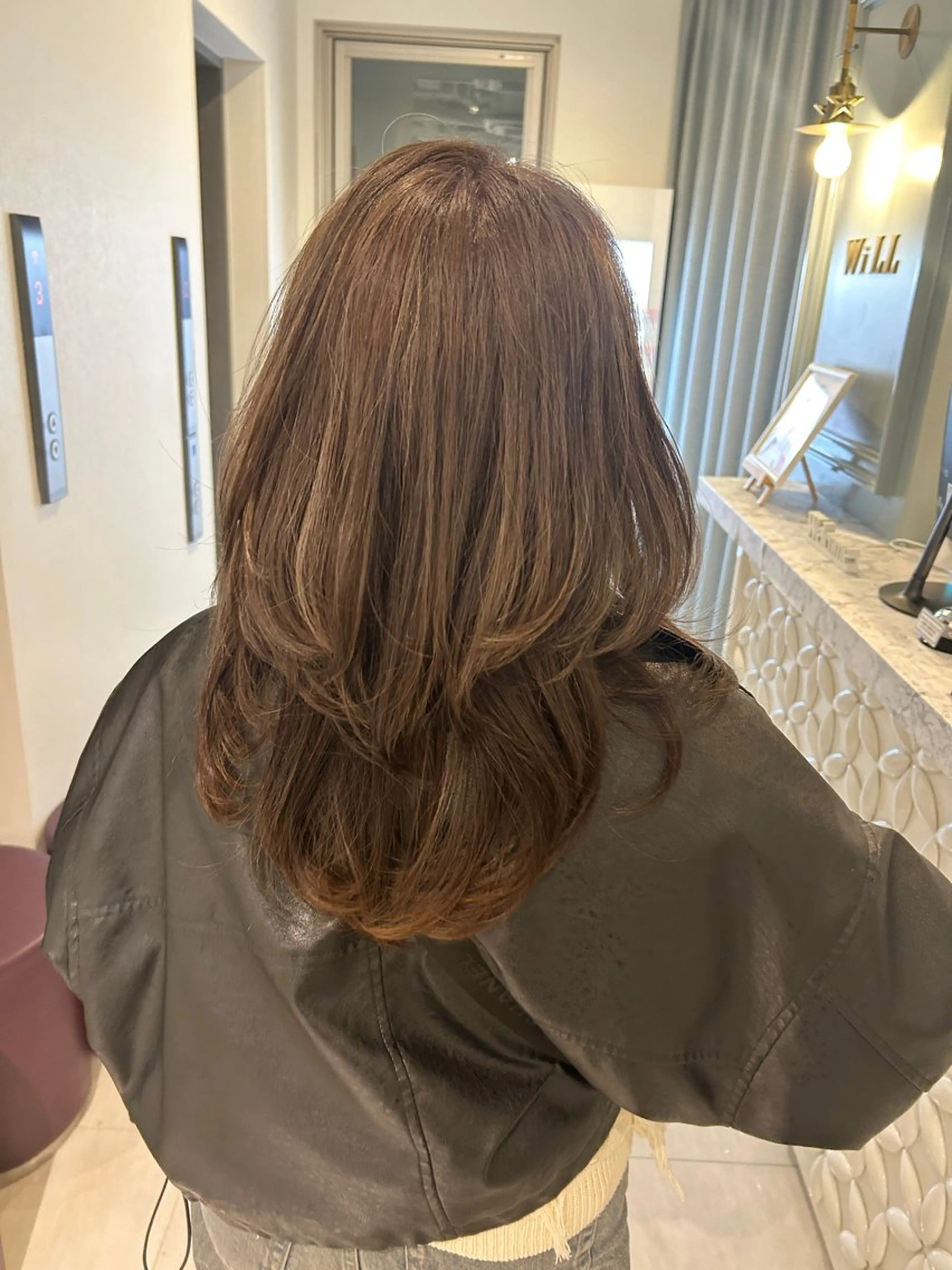 ロング カラー ハッシュカット 韓国風ヘア レイヤーカット 小顔カット カット 野田阪神/レイヤー/ ハイライト/yuuのヘアスタイル