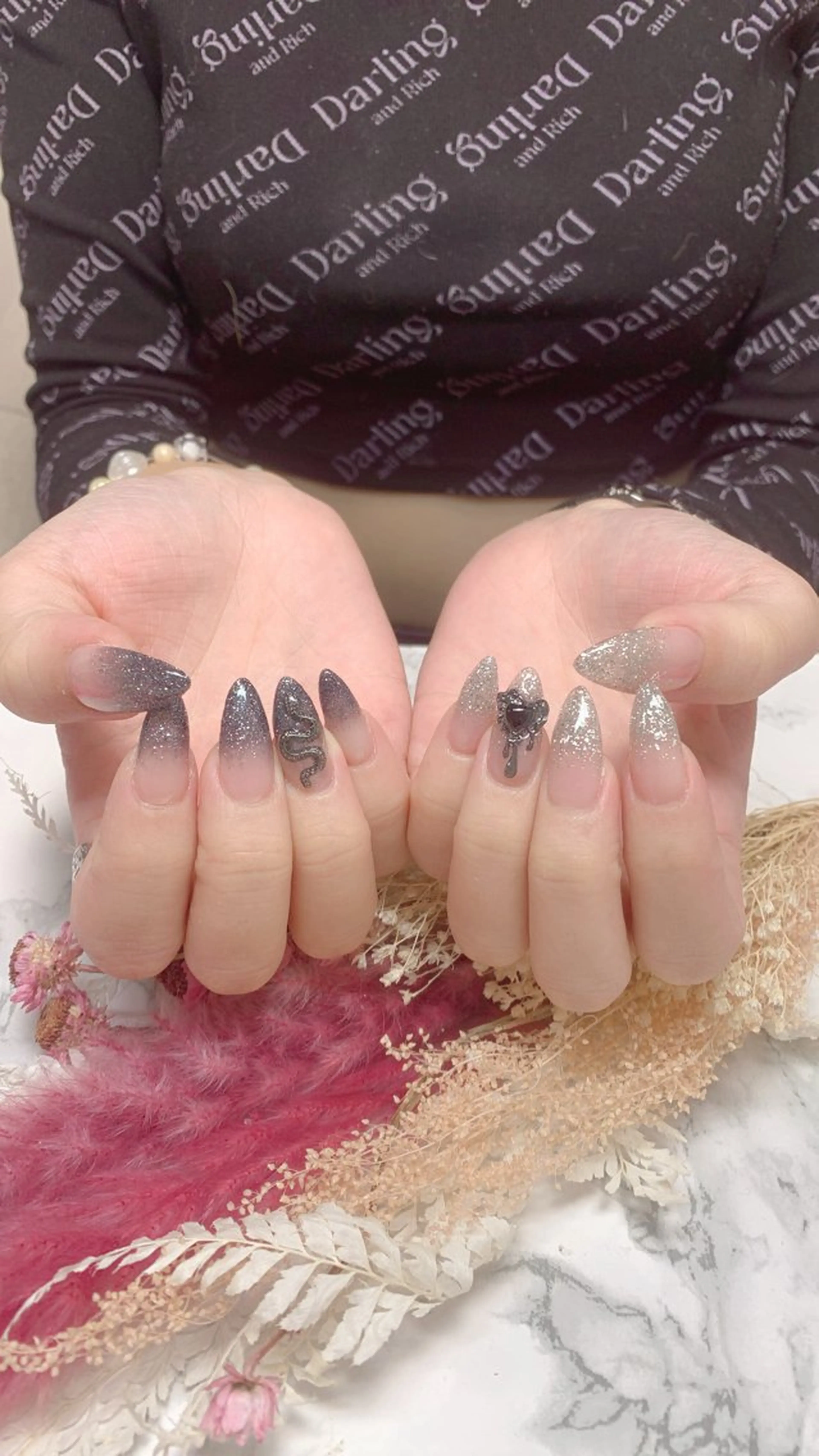 ネイル ハンドネイル はな💎ネイル ワンホン、長さ出しのネイルデザイン