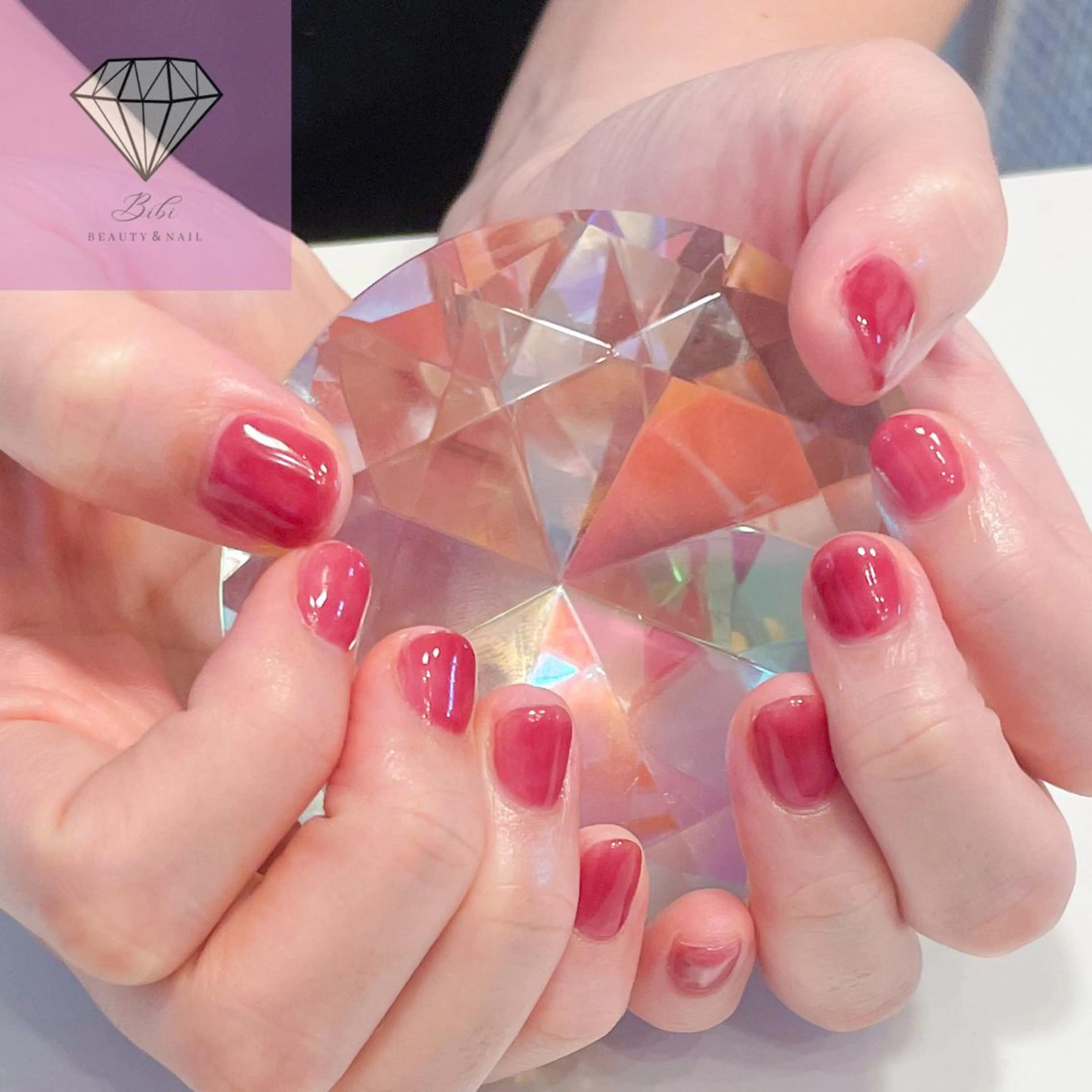 ネイル ボルドー クリアネイル ワンカラーネイル ハンドネイル ネイルサロン💎 Bibiのネイルデザイン