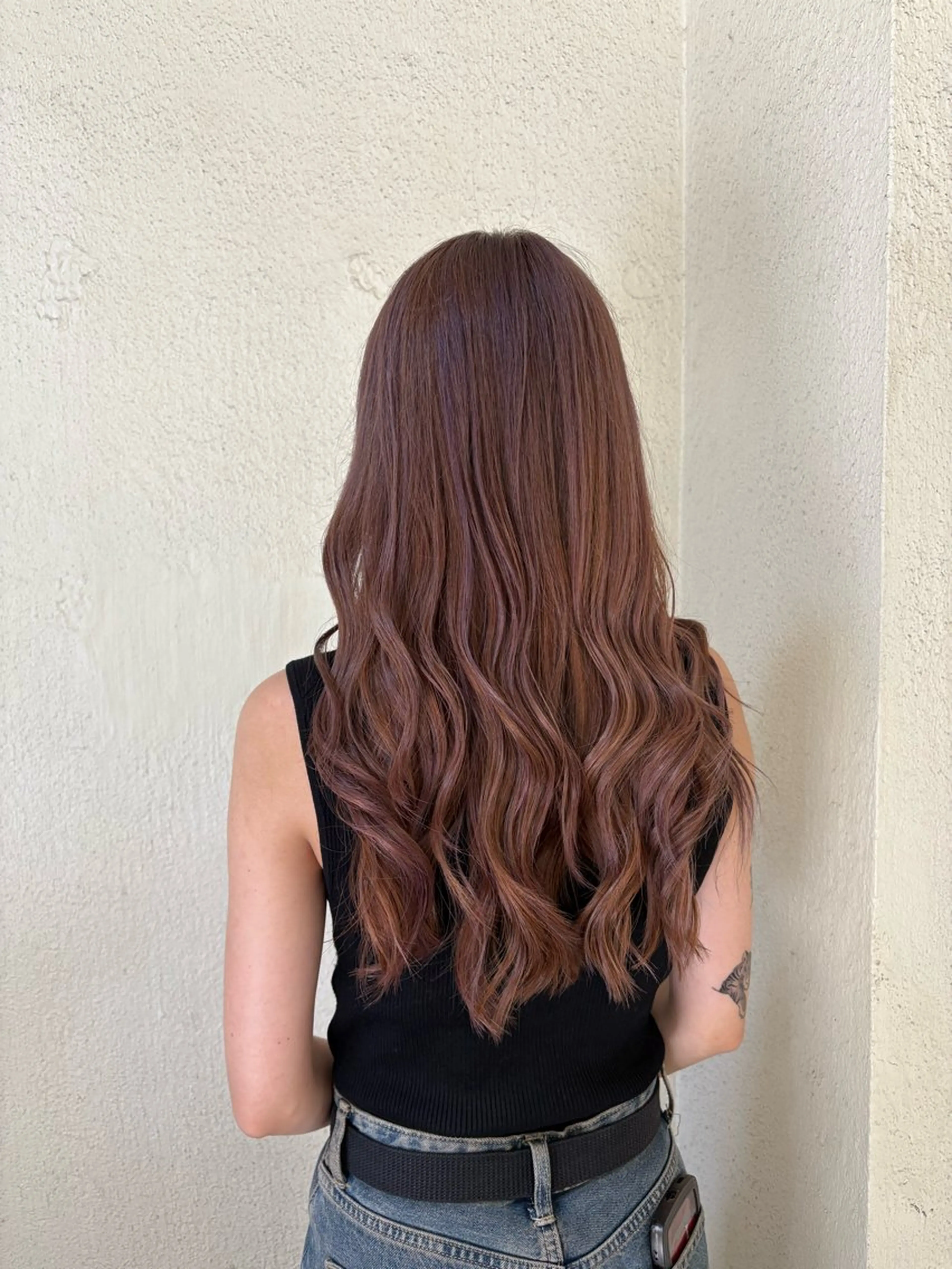 ロング カラー ブリーチ ブラウンカラー ピンクカラー ピンクブラウン 小川 美奈のヘアスタイル