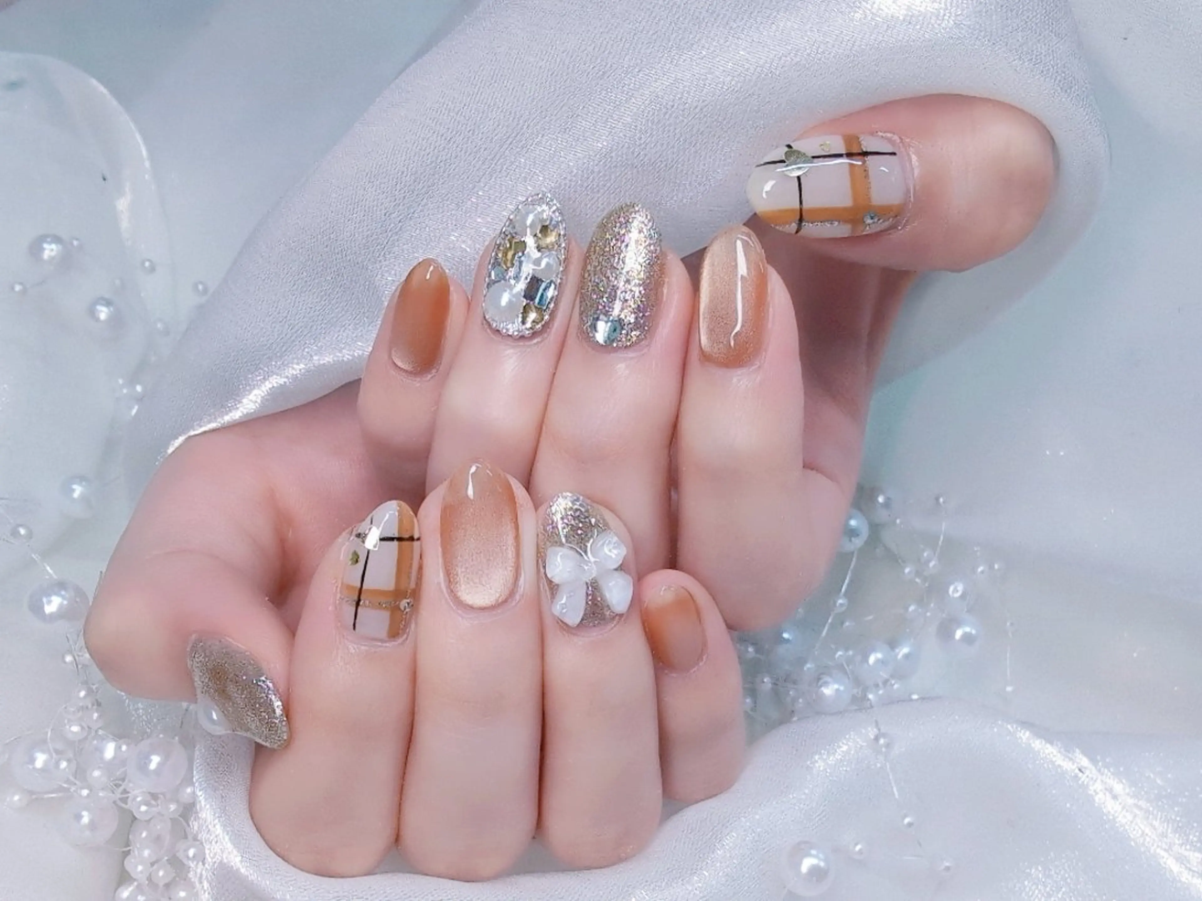 ネイル チークネイル 長さ出し フラッシュネイル フレンチネイル ジェルネイル Chouette Nailのネイルデザイン