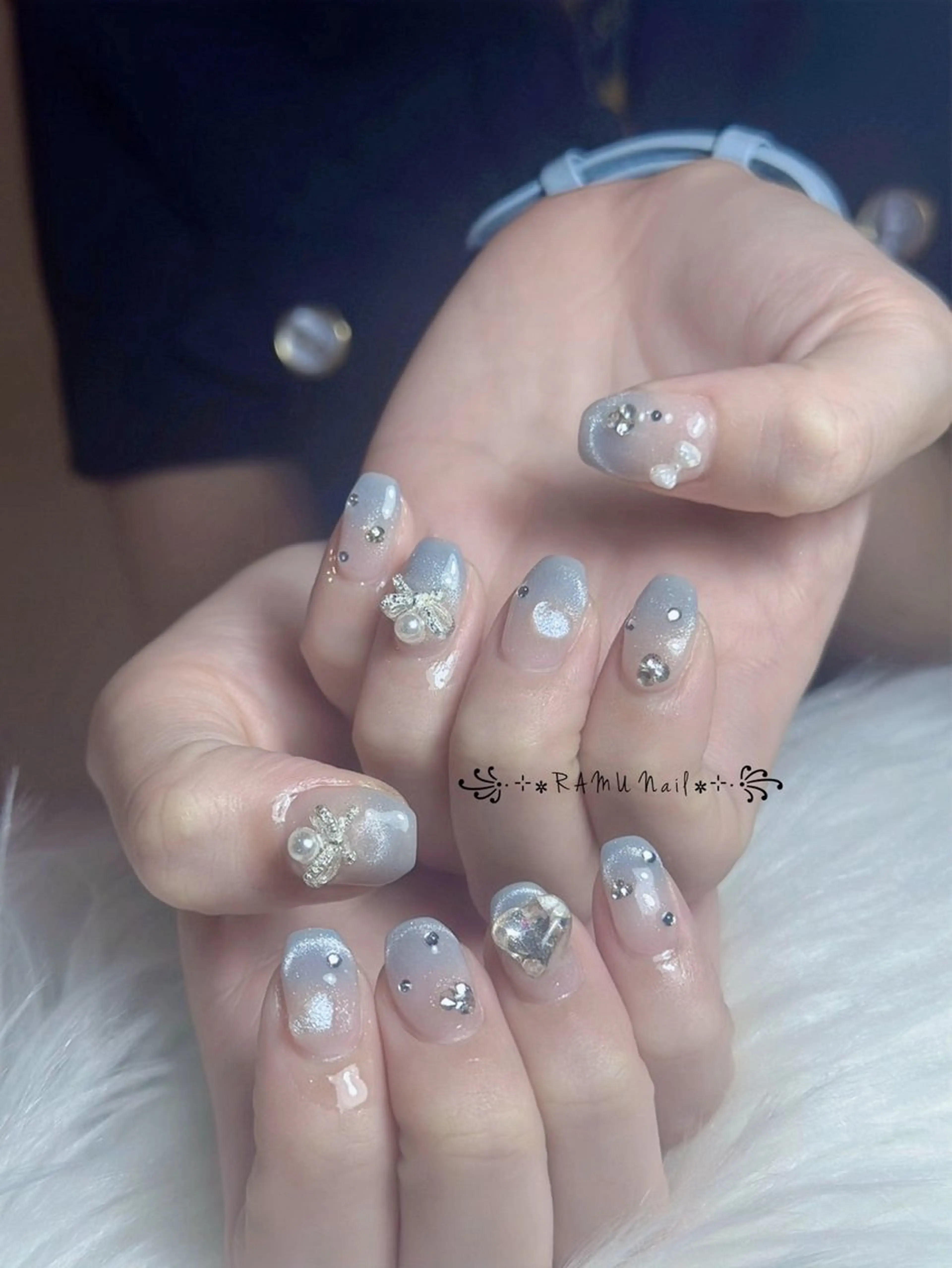 ネイル キラキラネイル マグネットネイル ミラーネイル ピンク ワンホンネイル ハンドネイル RAMU Nail 恵比寿店のネイルデザイン