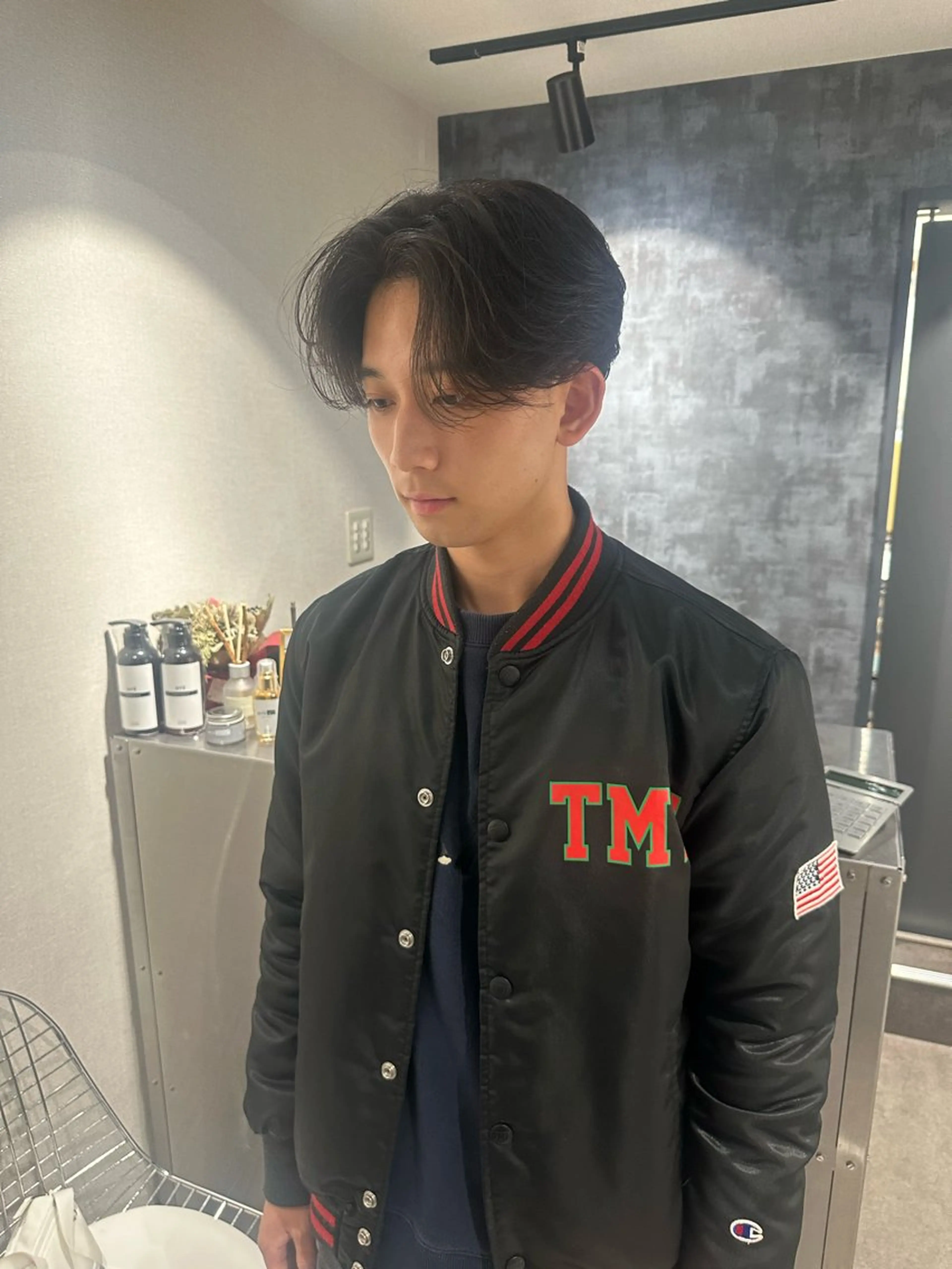 ミディアム パーマ メンズ センターパート カット パーマ 💈原宿指名No.1 センターパート💈のヘアスタイル