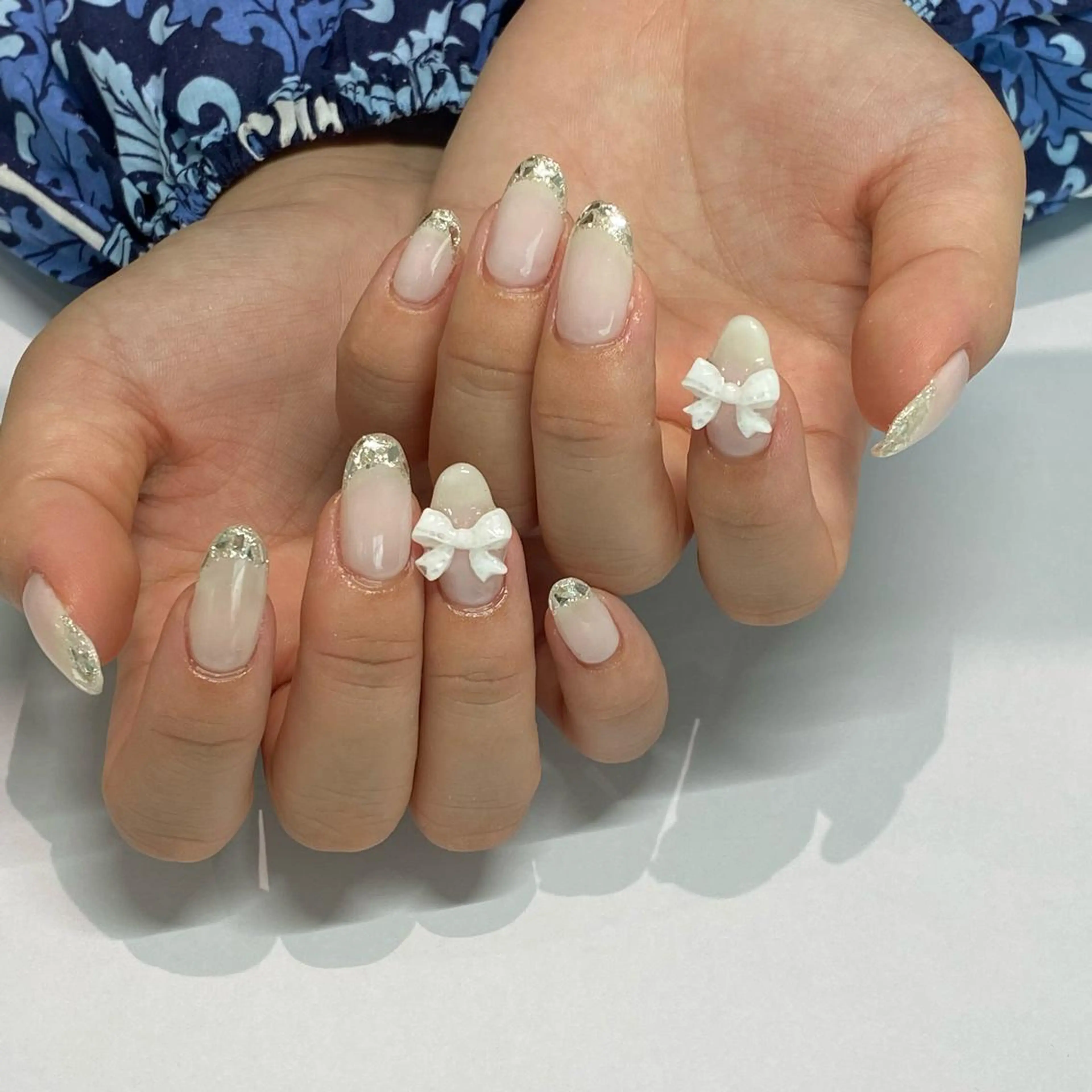ネイル フレンチネイル ガラスフレンチ nail salon ayanaのネイルデザイン