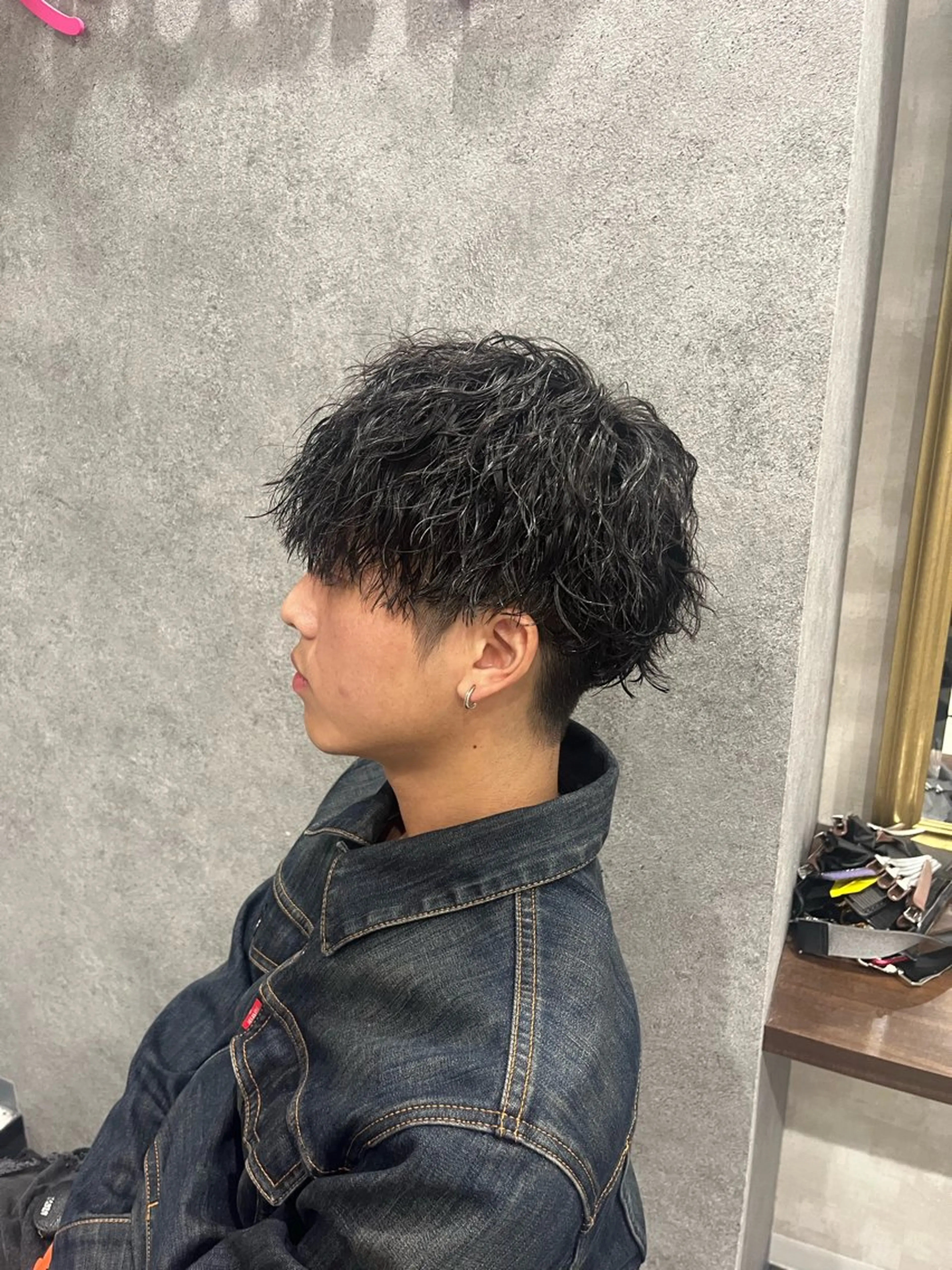 ショート パーマ メンズ りんと/天神/カット モデル募集/艶カラーのヘアスタイル