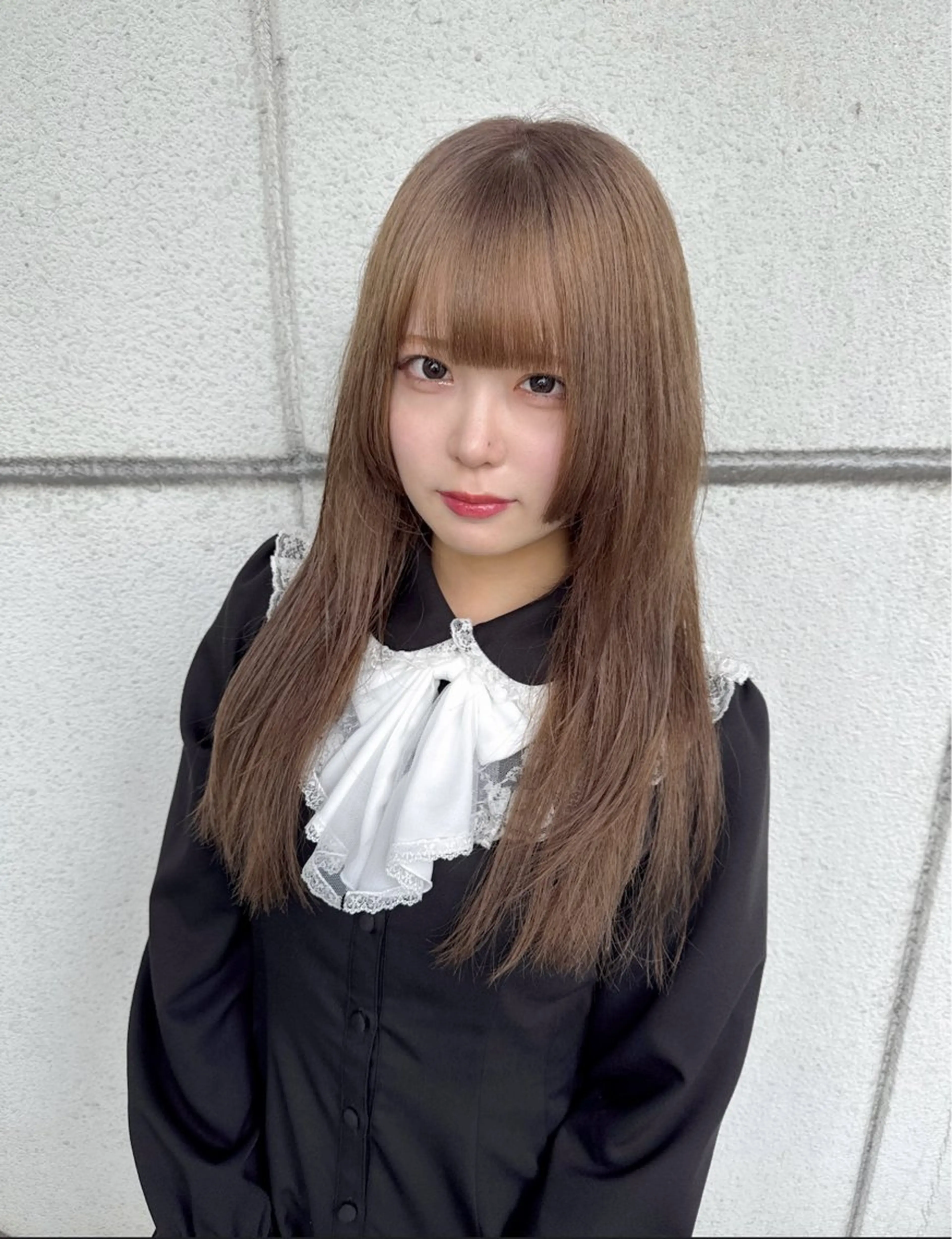 ロング カラー 切りっぱなしボブ ショートボブ バレイヤージュ ベージュカラー グレージュ 【.ico】心斎橋/ ウルフ/飛田ゆうきのヘアスタイル