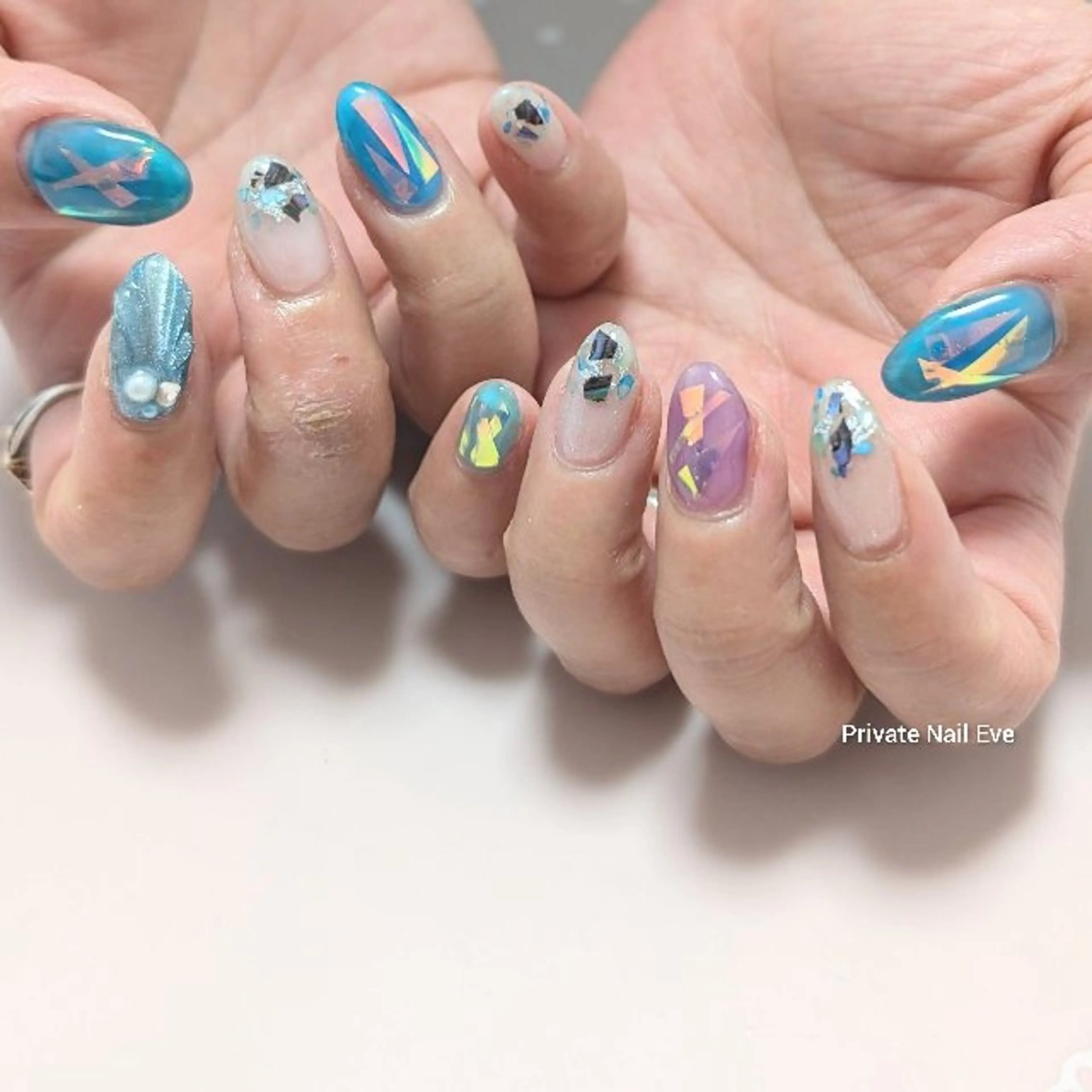 ネイル 氷ネイル・うるうるネイル ハンドネイル ネイル junkoのネイルデザイン