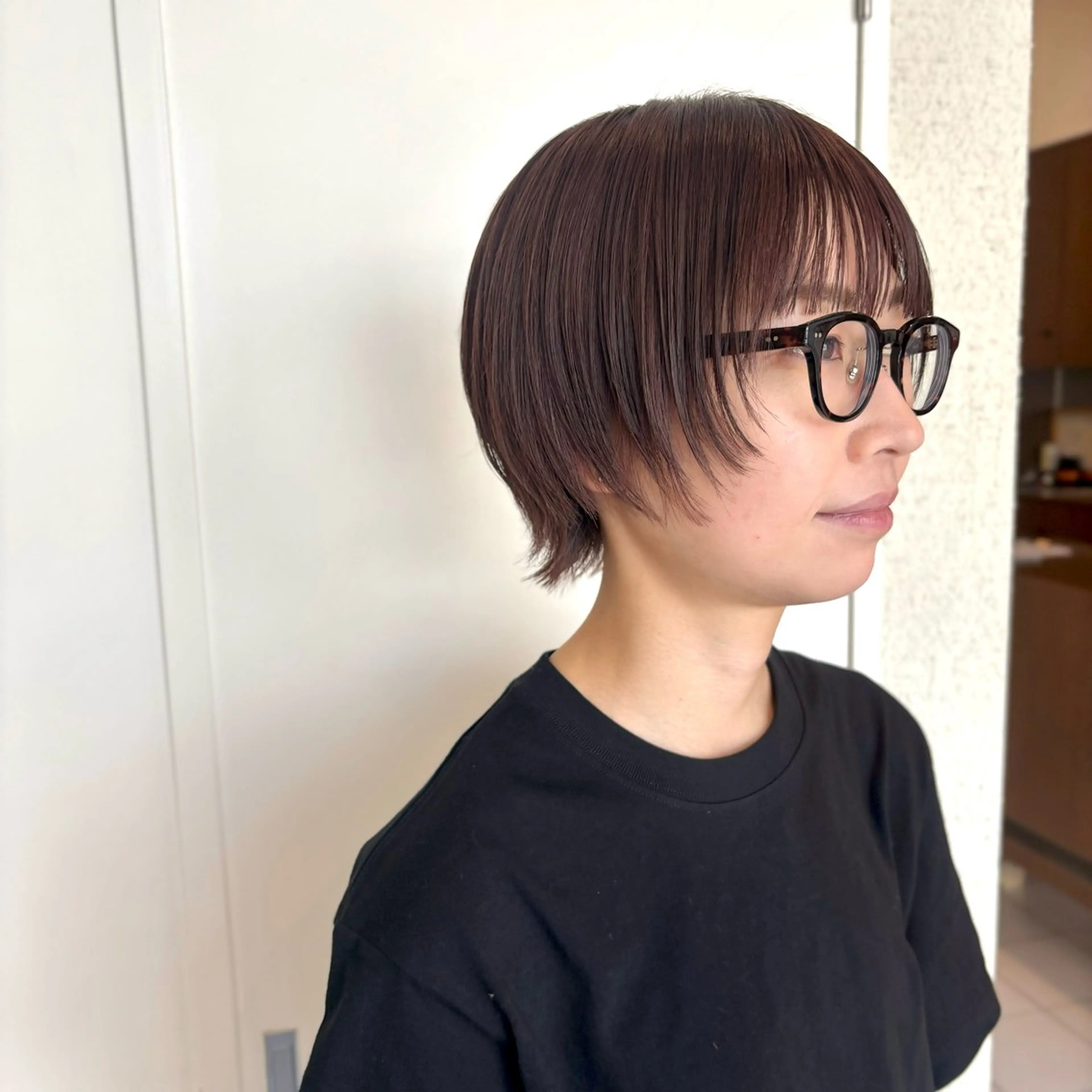 ショート カラー ブラウンカラー ピンクカラー ピンクブラウン ウルフカット 透明感カラー/ 寺田千雅子のヘアスタイル