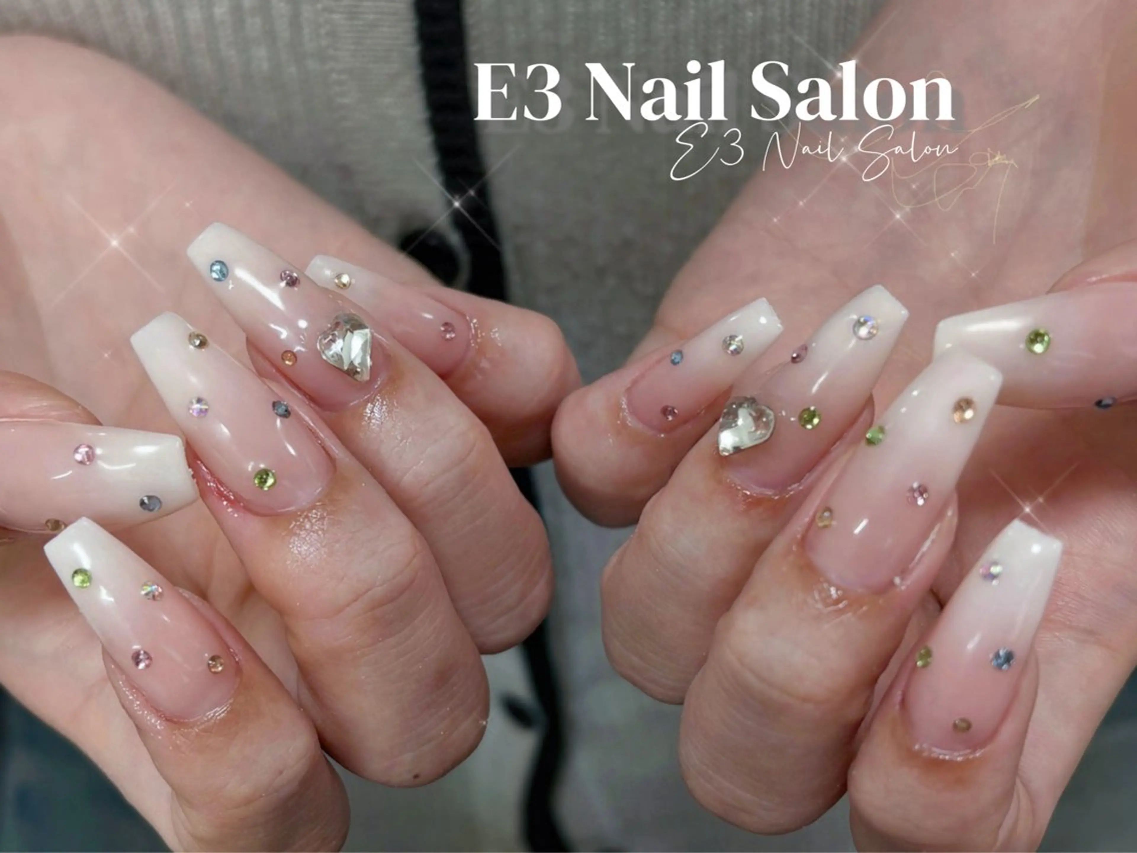 ネイル 桜ネイル フレンチネイル ジェルネイル ガラスフレンチ グラデーション ハンドネイル E3 Nail Salonのネイルデザイン