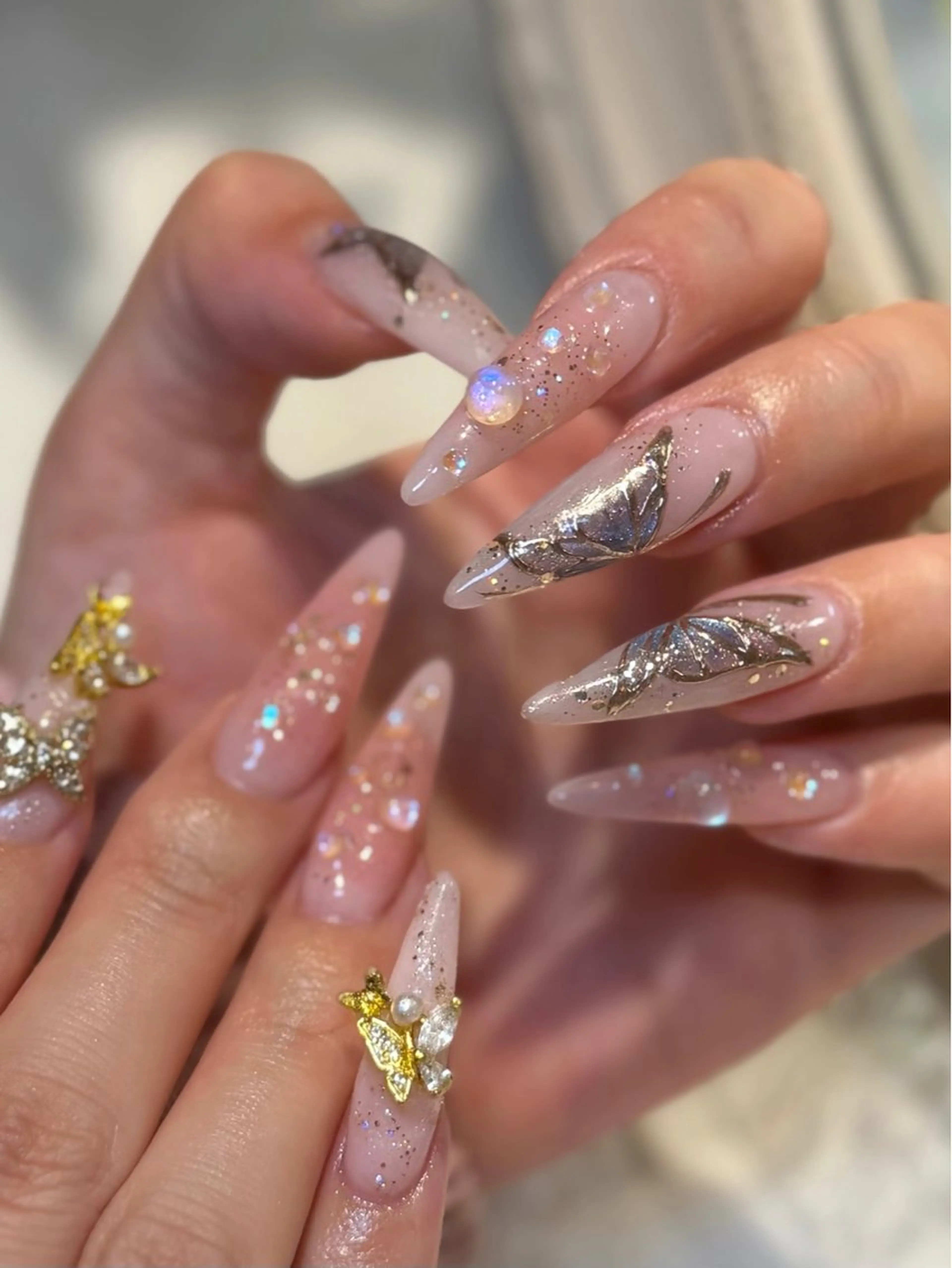 ネイル アートネイル 持ち込み yume 大人ガーリーネイルのネイルデザイン