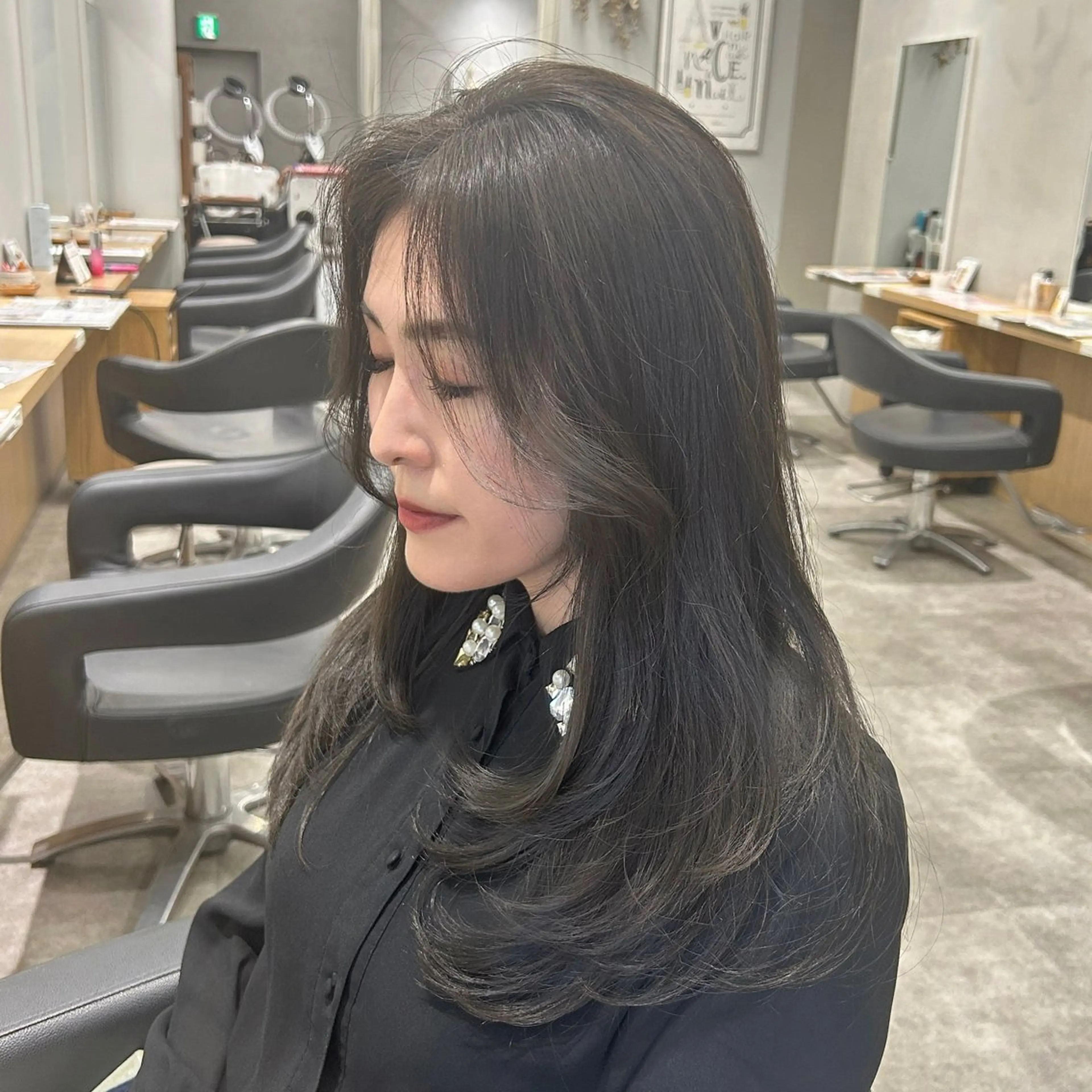 ロング カラー ブリーチ ブリーチなしカラー 韓国風ヘア レイヤーカット 韓国ヘア×レイヤー カット/上田丈也のヘアスタイル