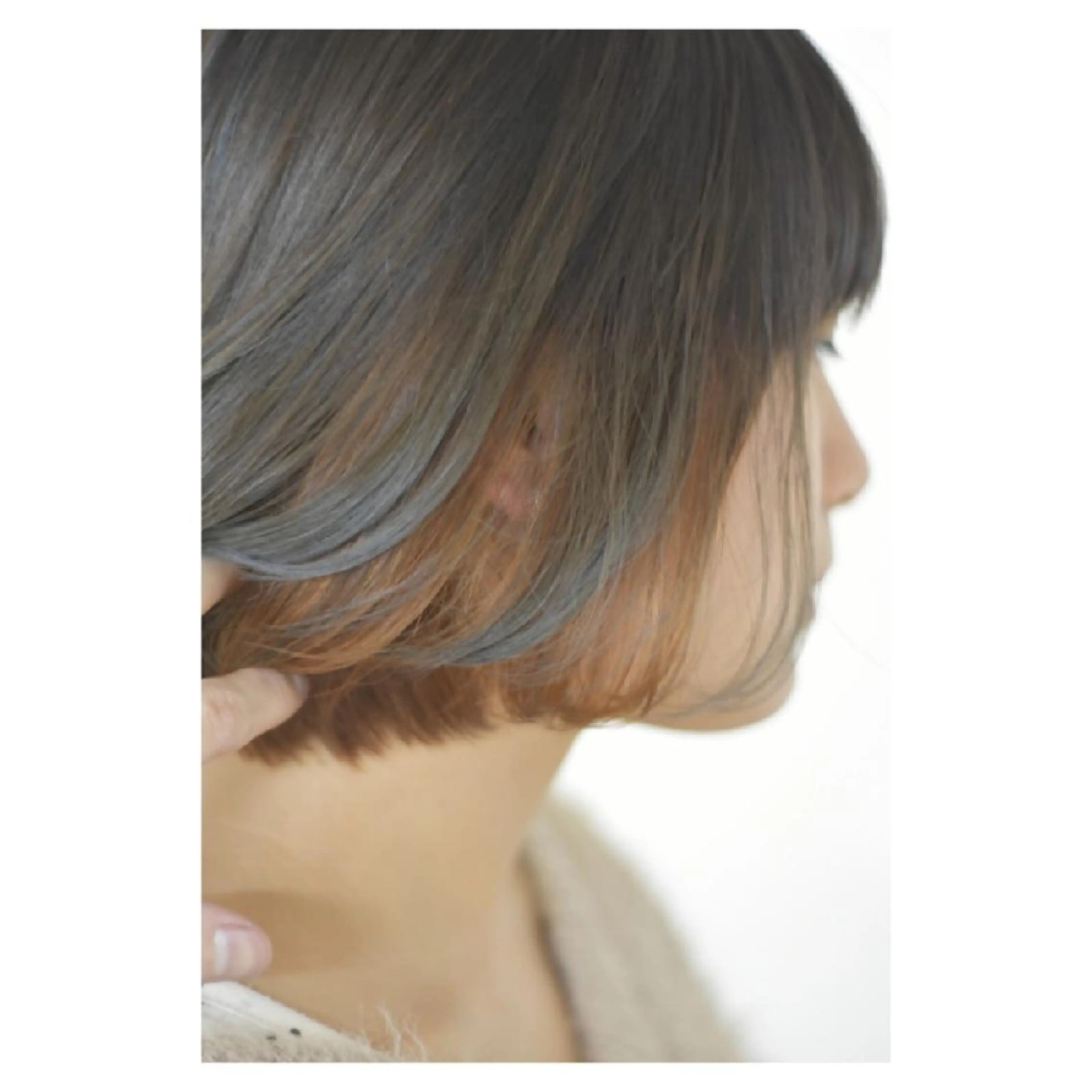 カラー ショート ブルーカラー ブルージュ インナーカラー オレンジ ヘアカラー トリートメント 原田 祥彰のヘアスタイル
