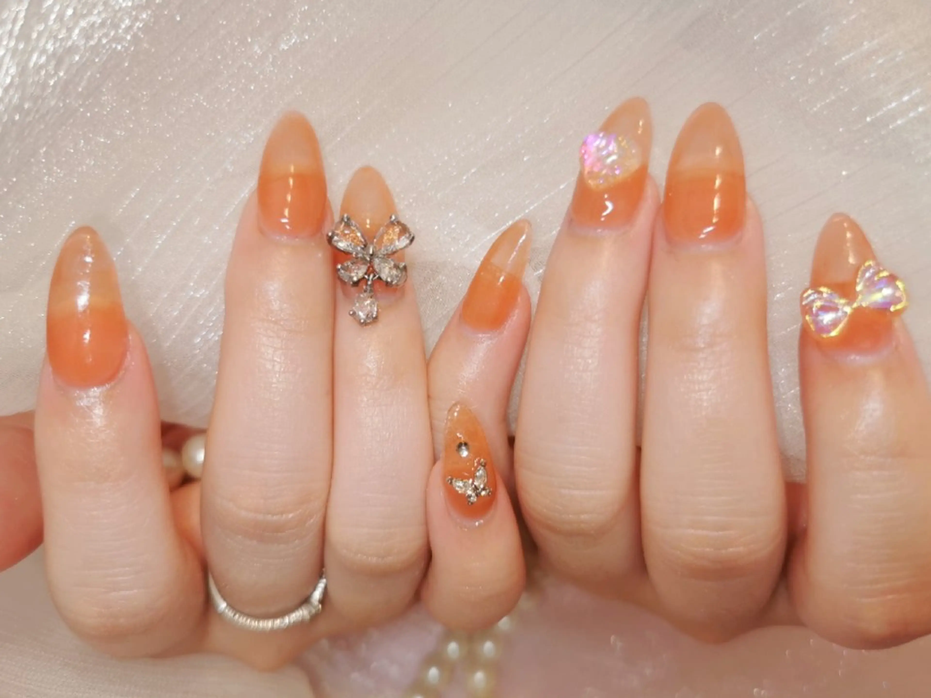 ネイル ハンドネイル フィルイン・深爪矯正 長さ出し🎀のネイルデザイン