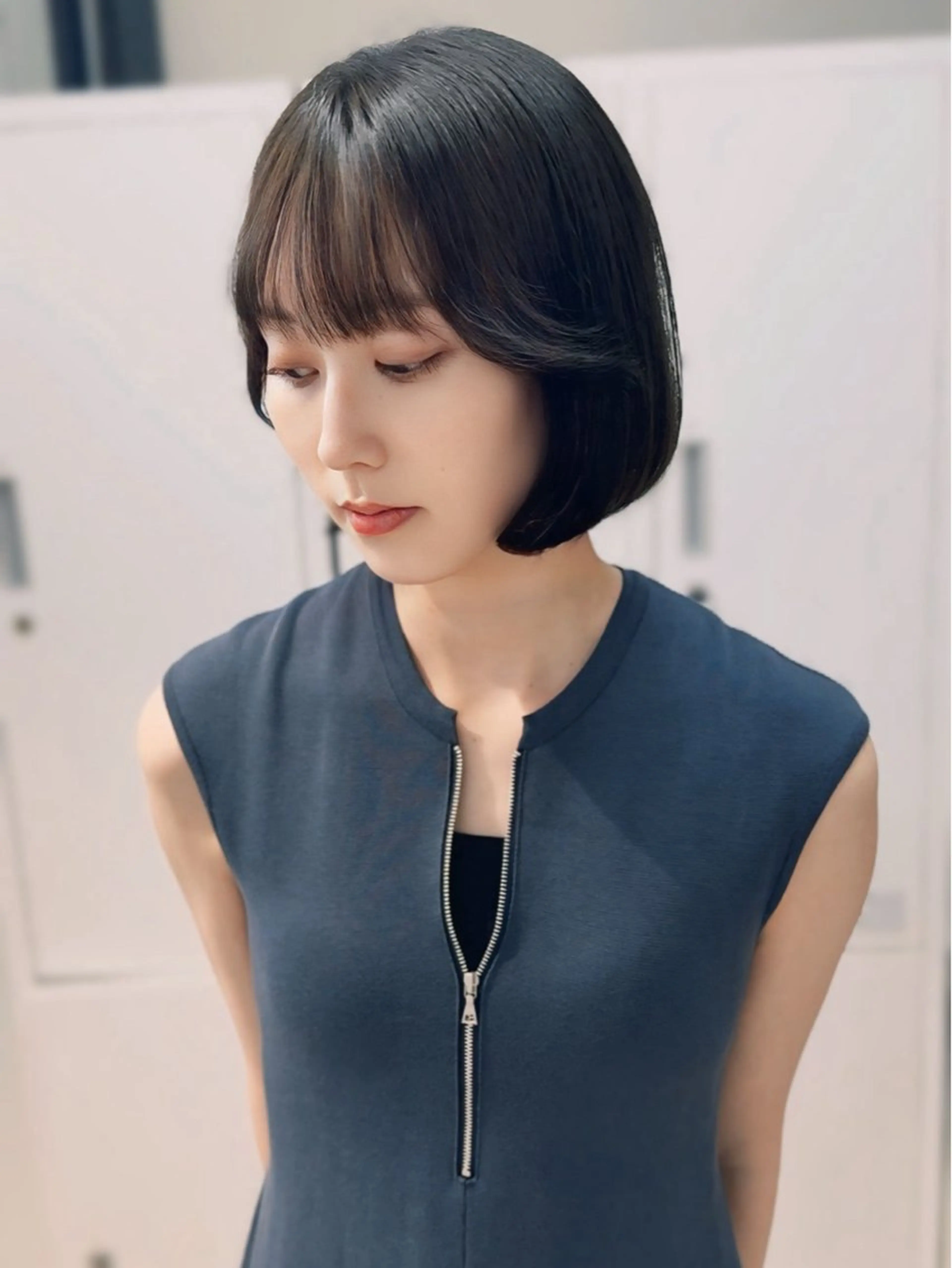 ショート ストンボブ/ 縮毛矯正/岩澤脩太のヘアスタイル