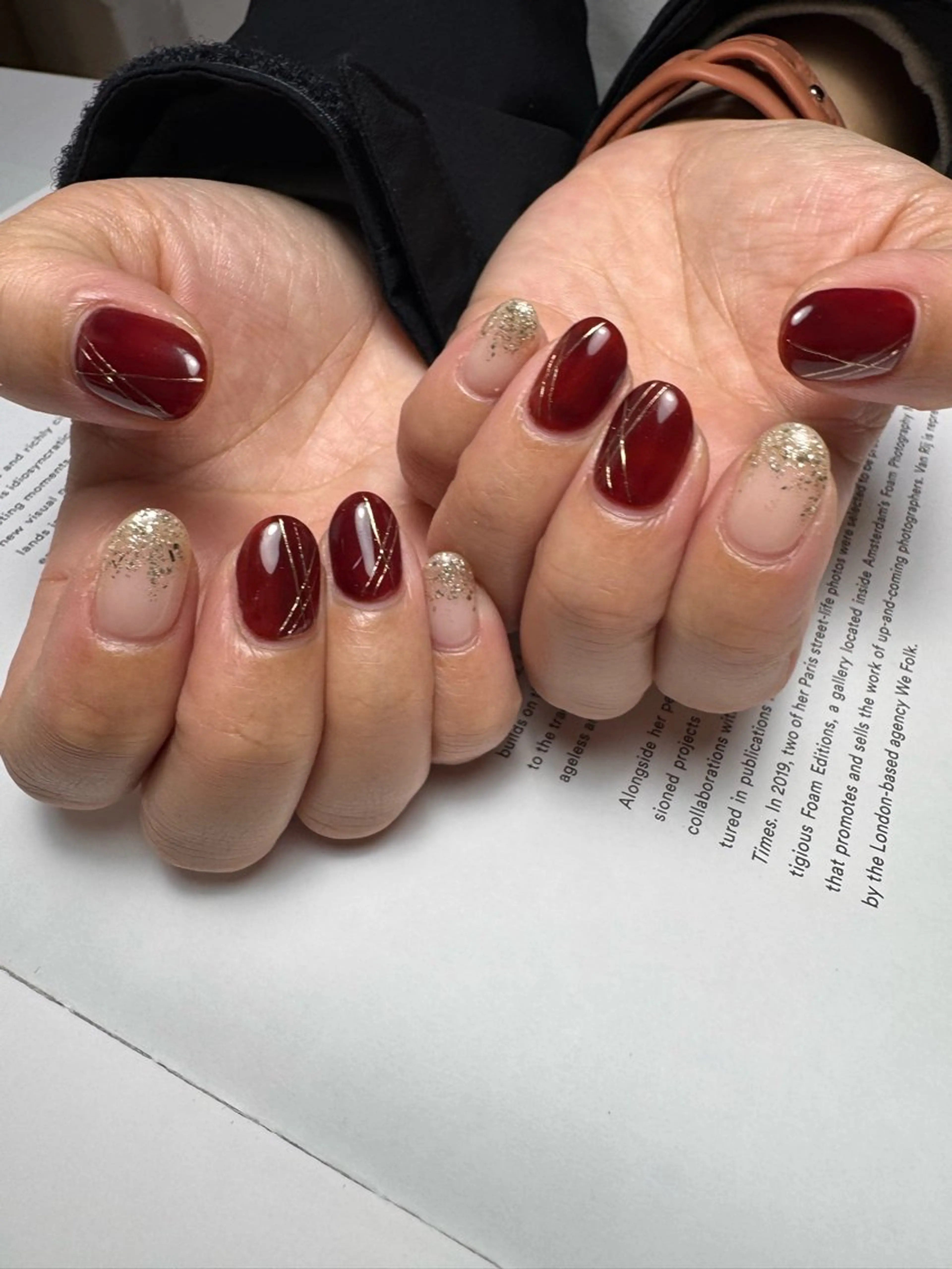 ネイル ボルドー 冬ネイル ハンドネイル 白日-hakubi nail-のネイルデザイン