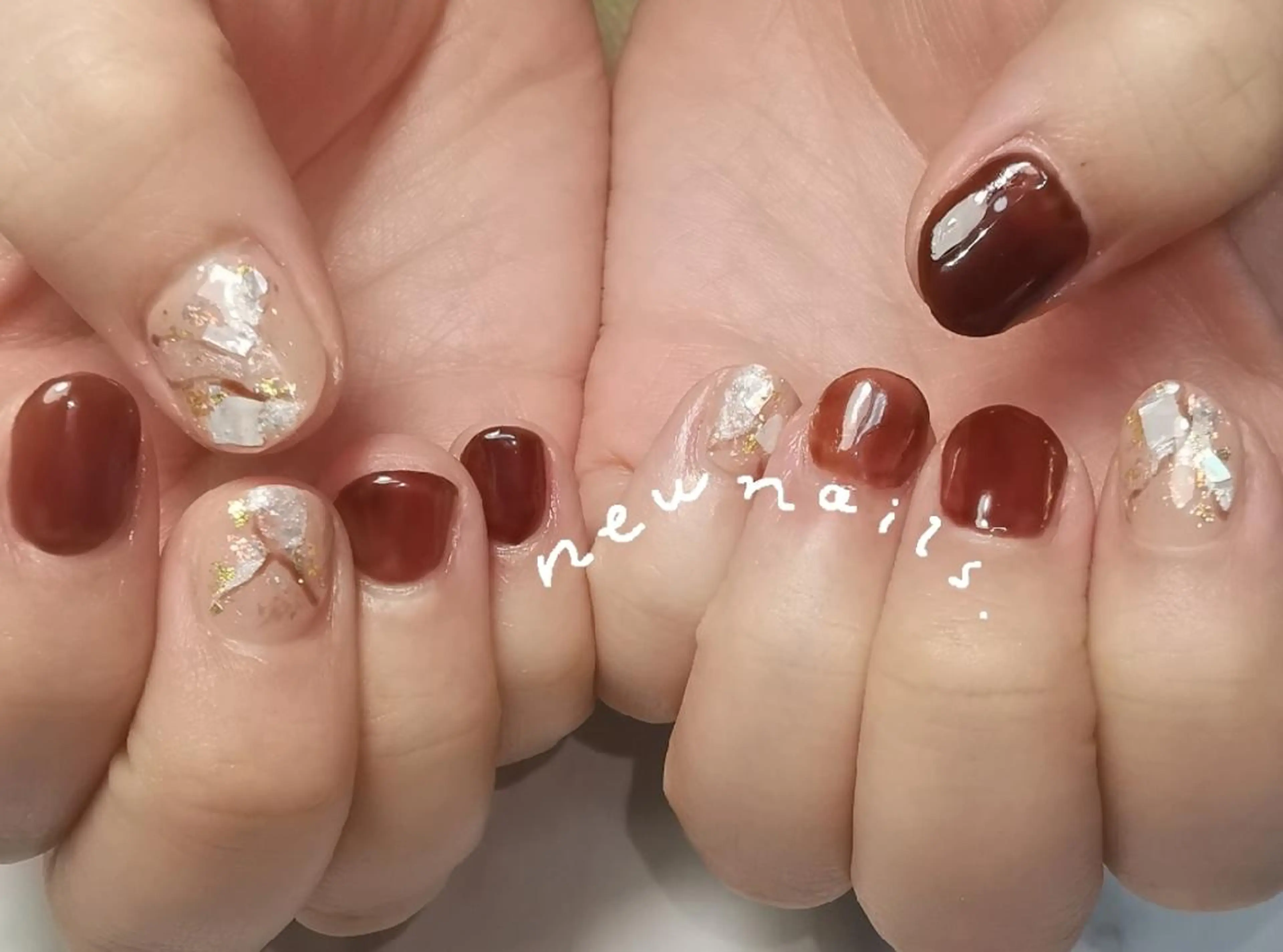ネイル ブラウン ハンドネイル reve あやののネイルデザイン