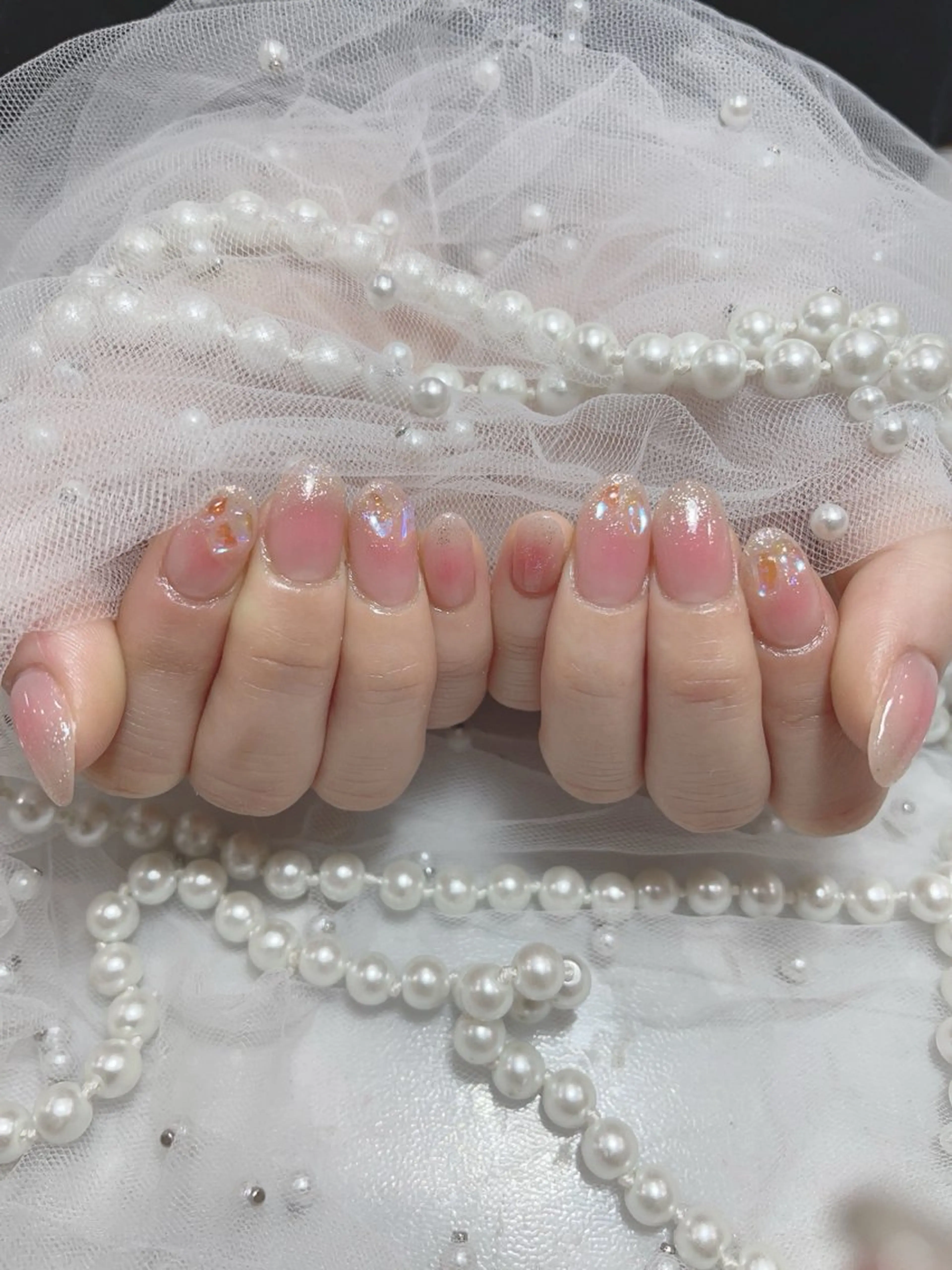 ネイル アートネイル フラッシュネイル フレンチネイル ガラスフレンチ グラデーション M2beauty Renaのネイルデザイン