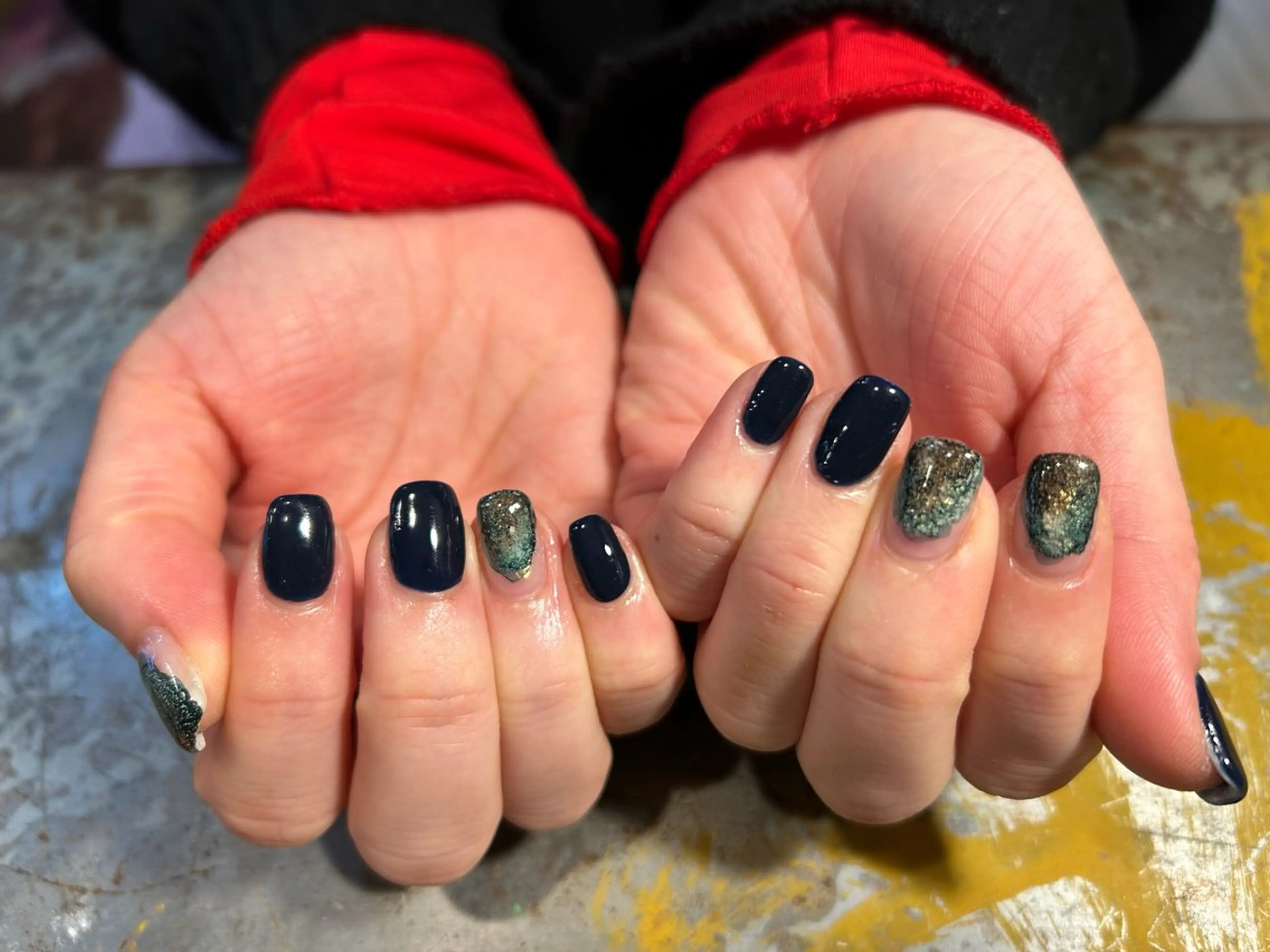 ネイル アートネイル ネイビー ニュアンスネイル ハンドネイル ハンドケア Ainchi nail所属・＊ misa ＊のネイルデザイン