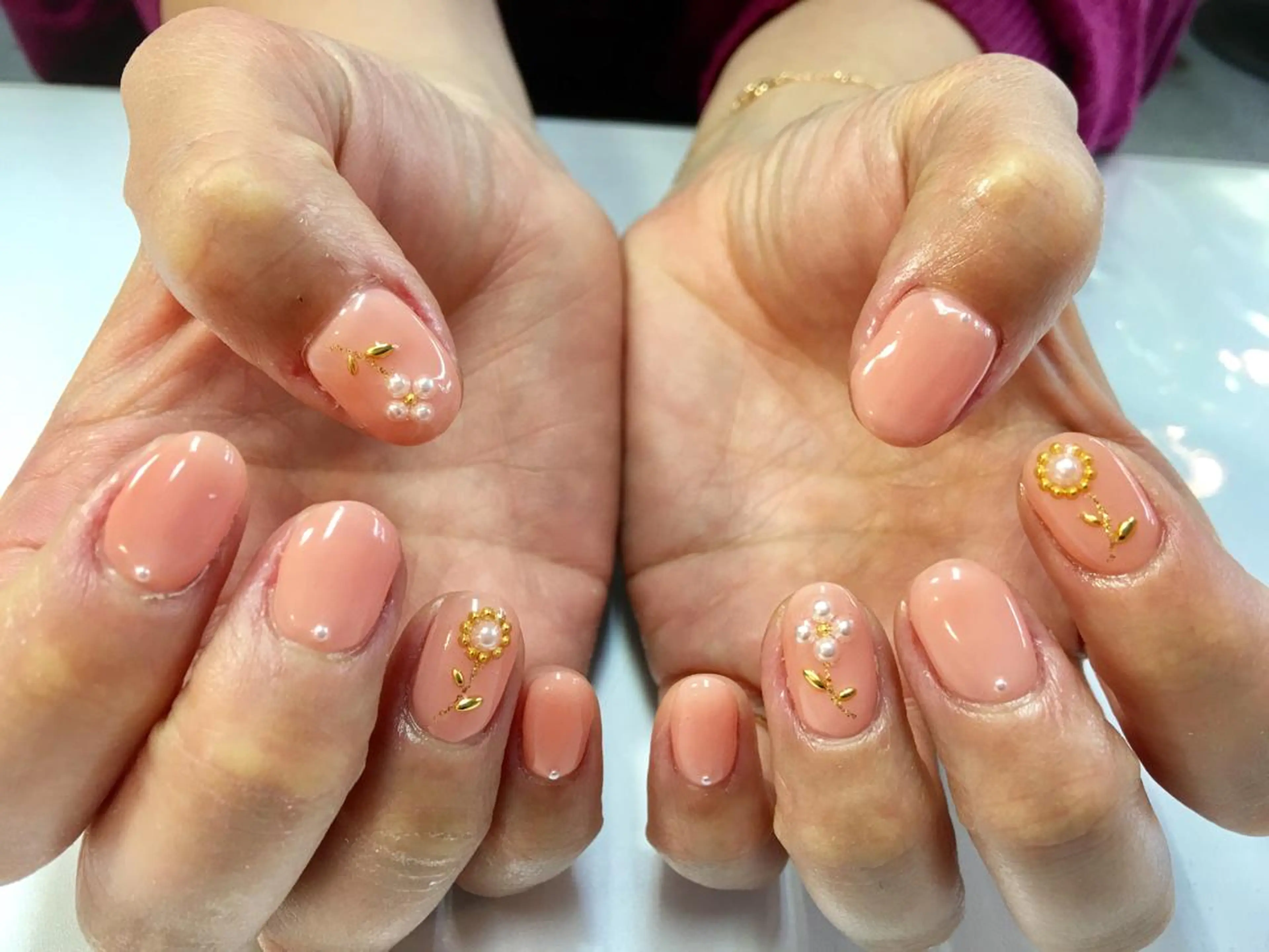 ネイル ピンク ピンクベージュ ハンドネイル Tocowaka マエダのネイルデザイン