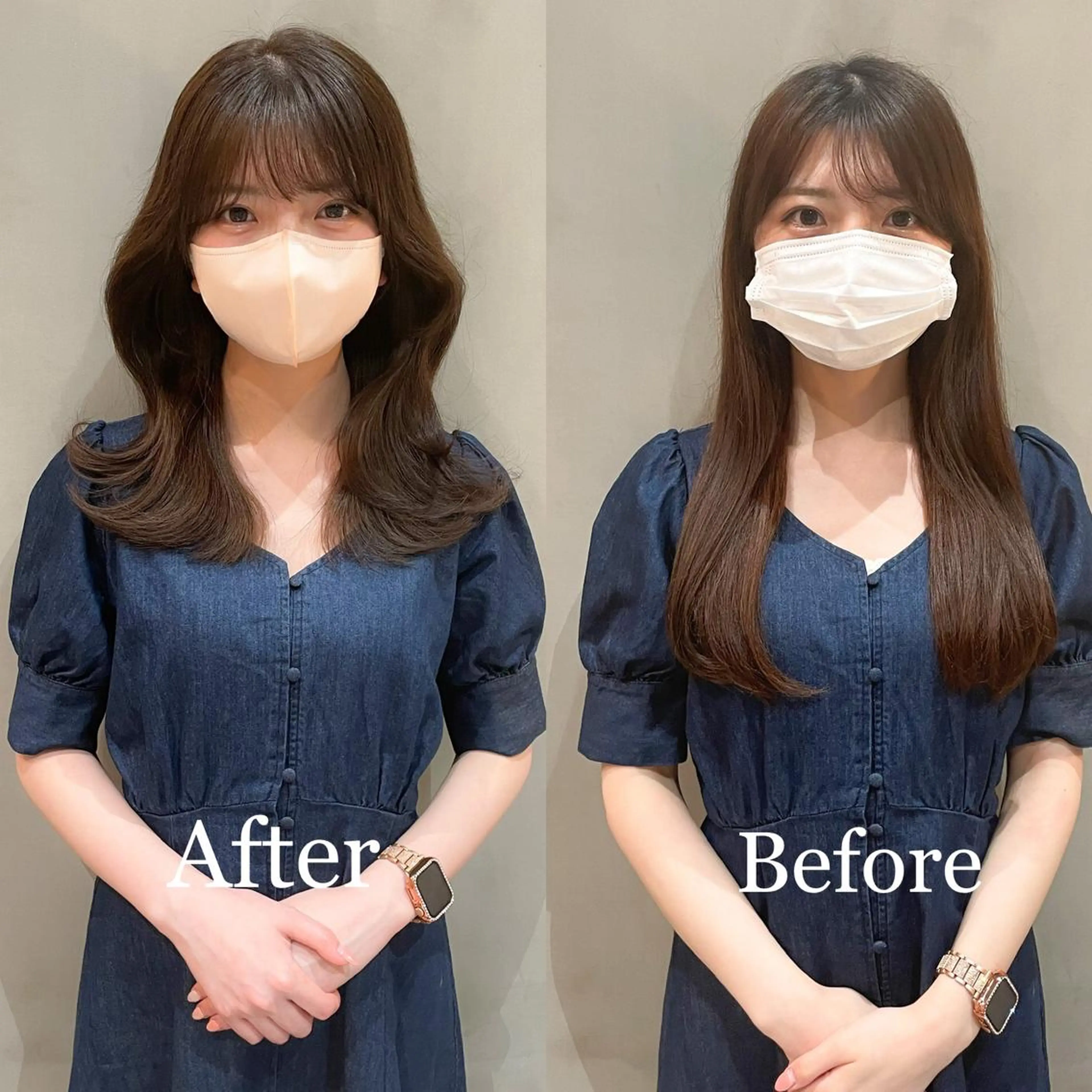 ミディアム くびれヘア 韓国風ヘア カット ヘアカラー トリートメント LOMA🇰🇷 銀座クボタのヘアスタイル