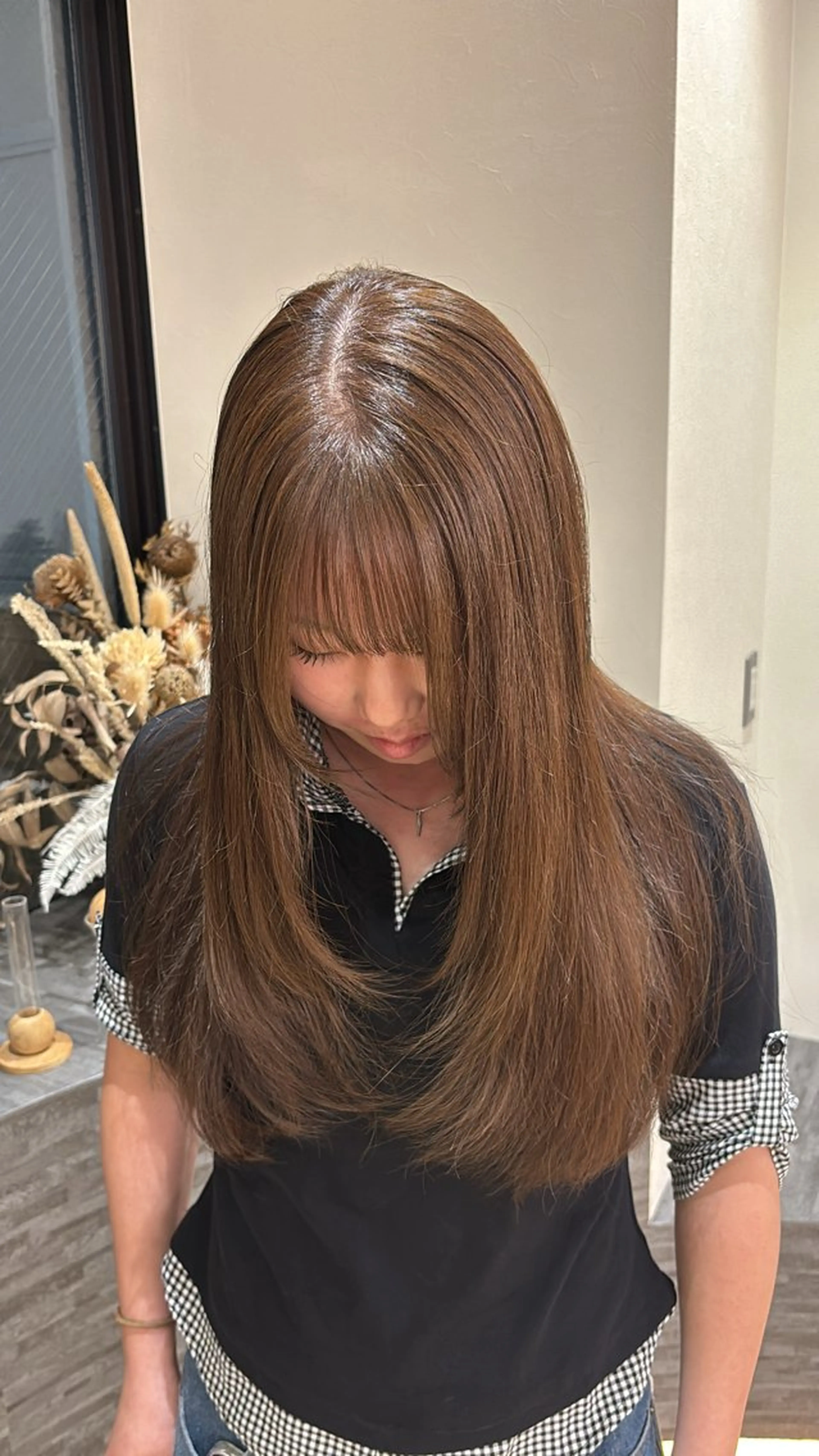 カラー ブラウンカラー レイヤー✂︎ぷつボブ 艶カラー🤍noaのヘアスタイル