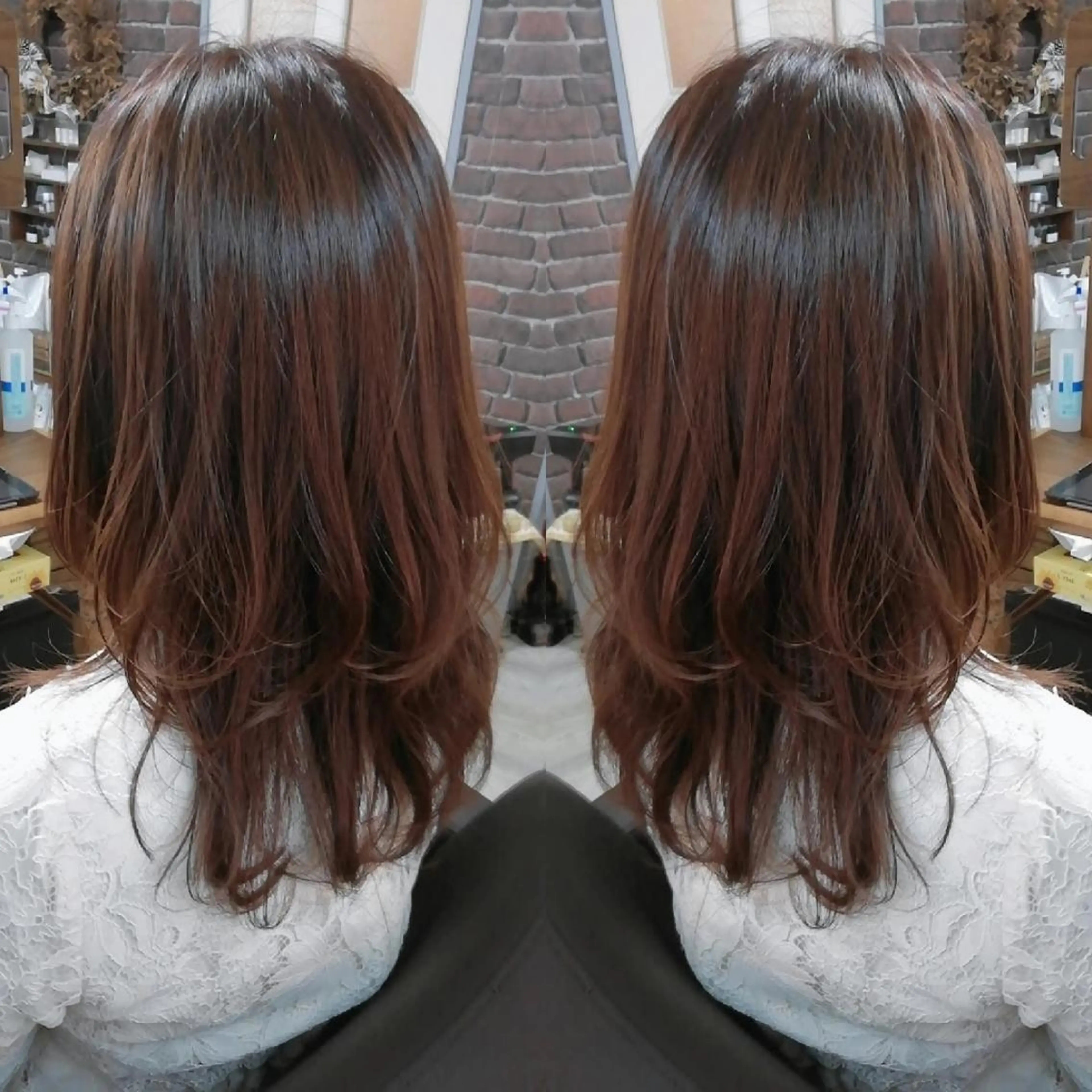 セミロング カラー レイヤーカット ウルフカット カット ヘアカラー トリートメント 池田 恵久美のヘアスタイル