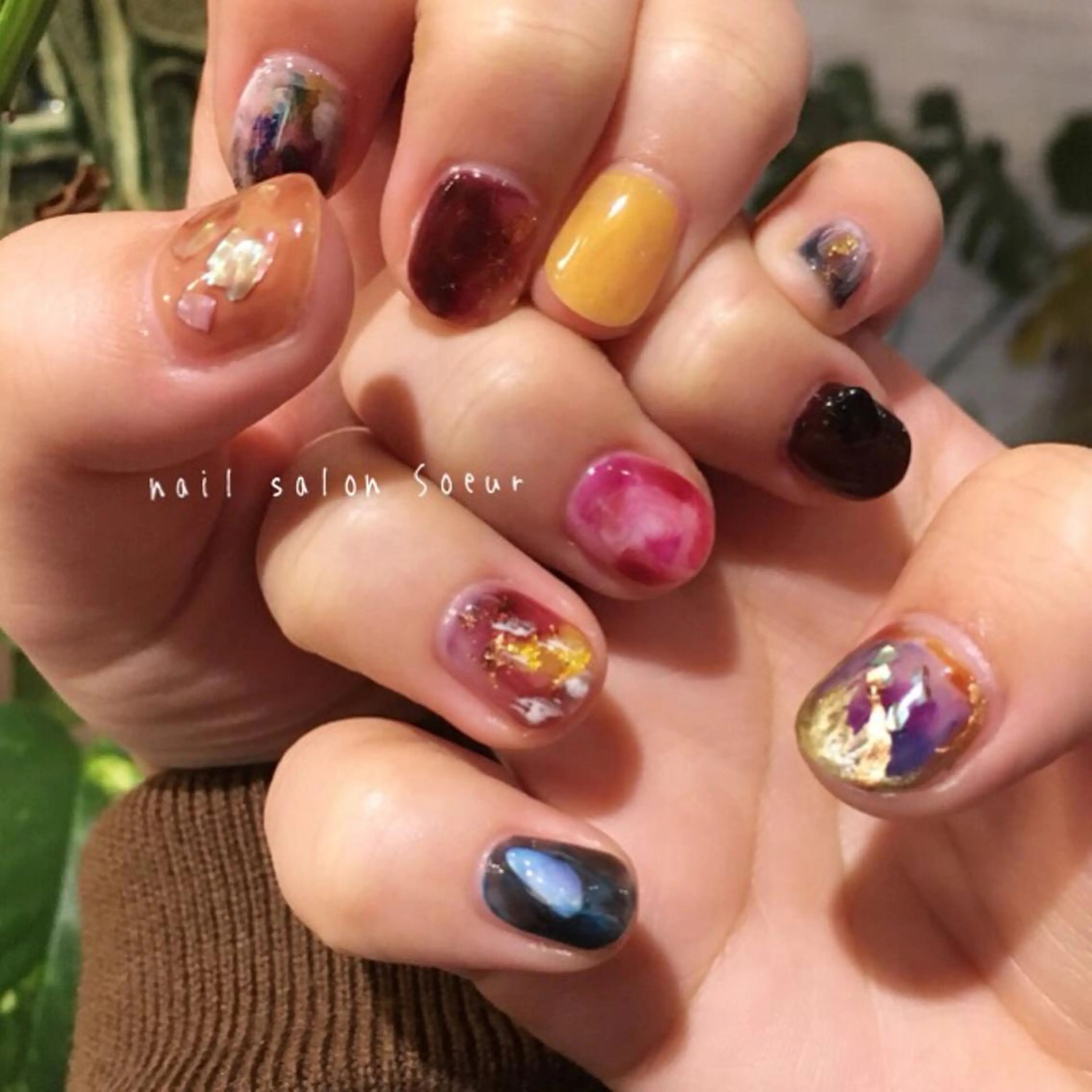 ネイル アートネイル 長さ出し ジェルネイル マットネイル ミラーネイル ハンドネイル nail salon Soeurのネイルデザイン