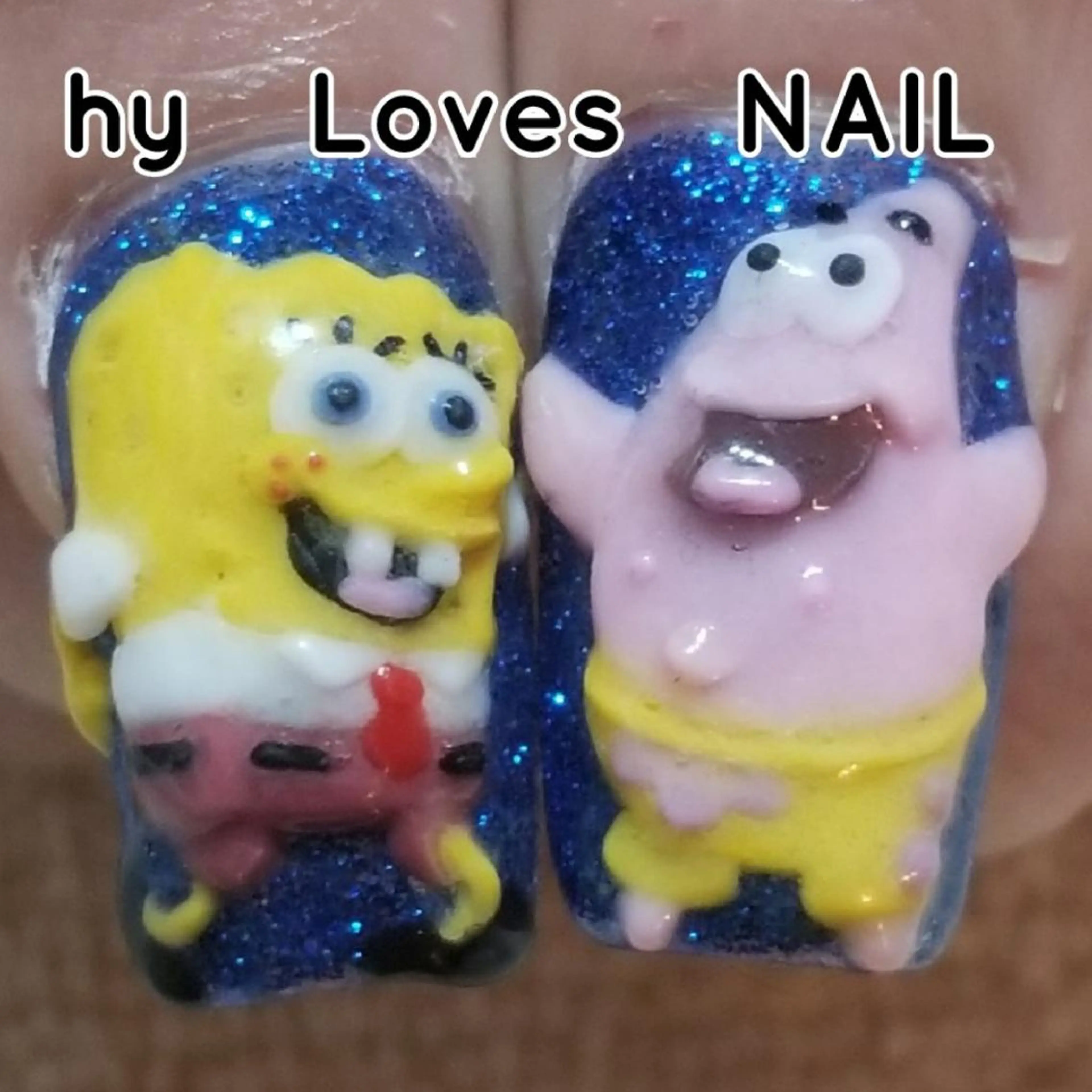 ネイル ブルー ラメ(グリッター) ハンドネイル よしだ ひろきのネイルデザイン