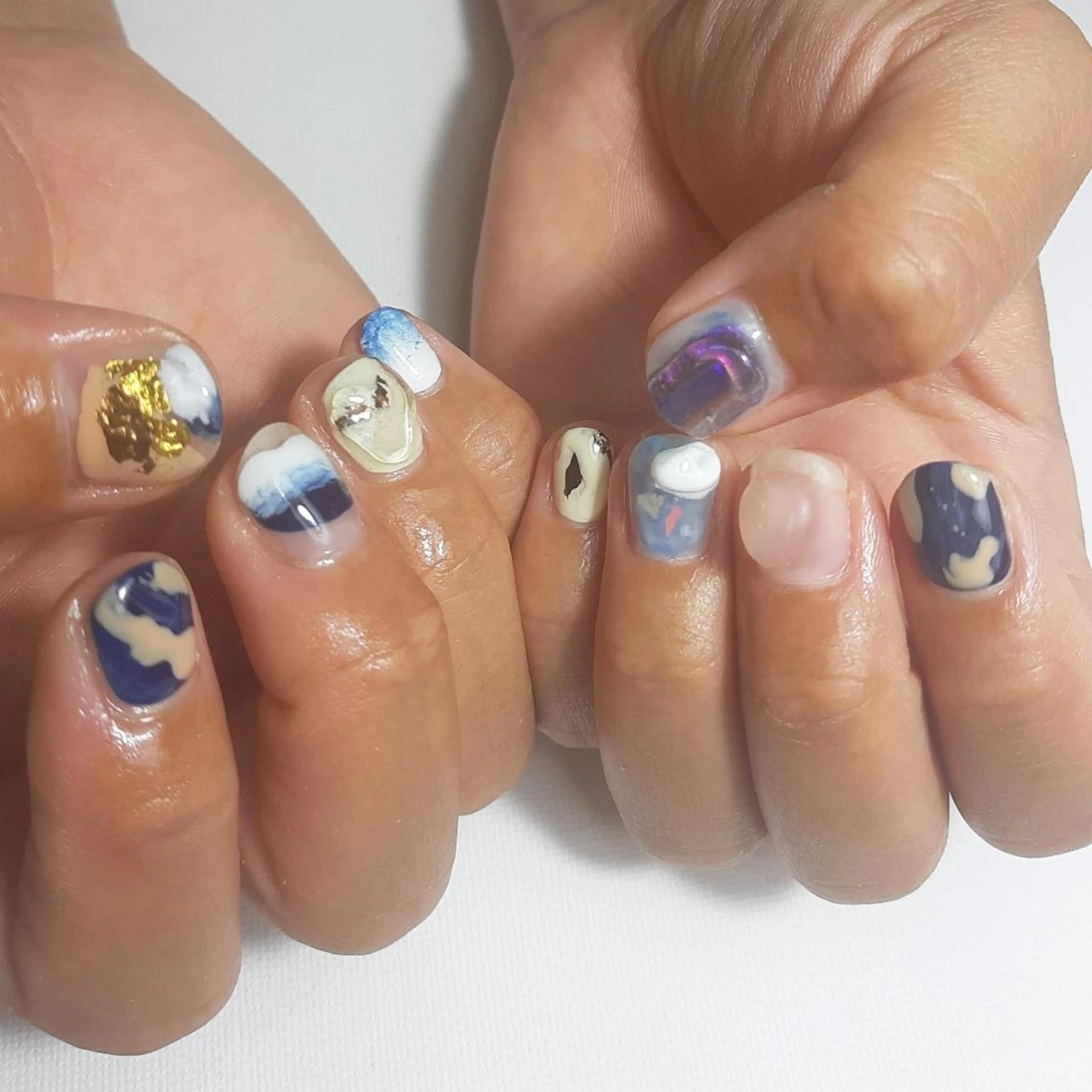 ネイル ジェルネイル 持ち込み ショートネイル 夏ネイル owlnail /持込みデザイン専門のネイルデザイン