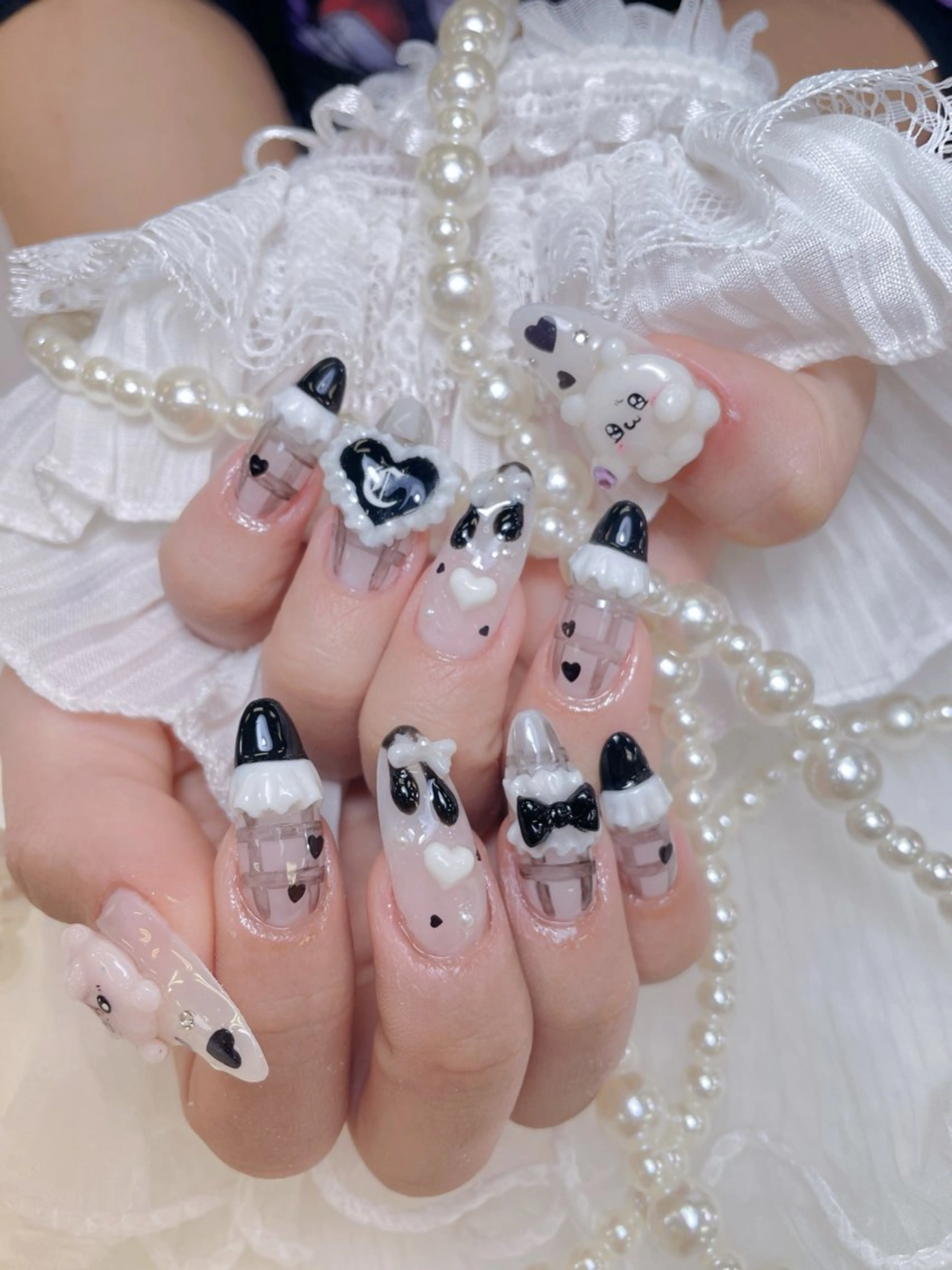 ネイル クリアネイル ロングネイル マグネットネイル 大理石ネイル(マーブル) 春ネイル ハンドネイル princess👑 木戸　唯のネイルデザイン