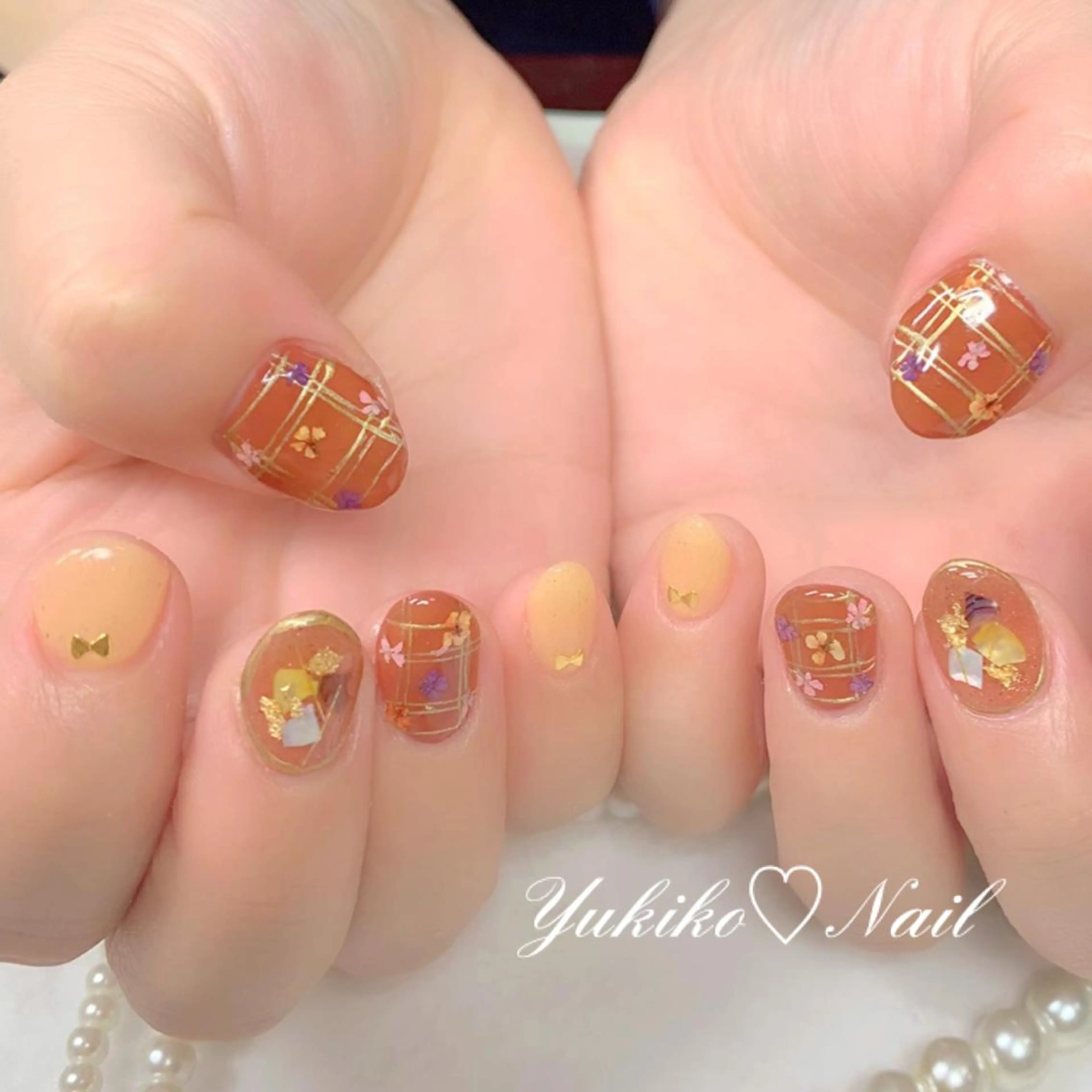 ネイル ブラウン ハンドネイル ユキコ ネイルのネイルデザイン