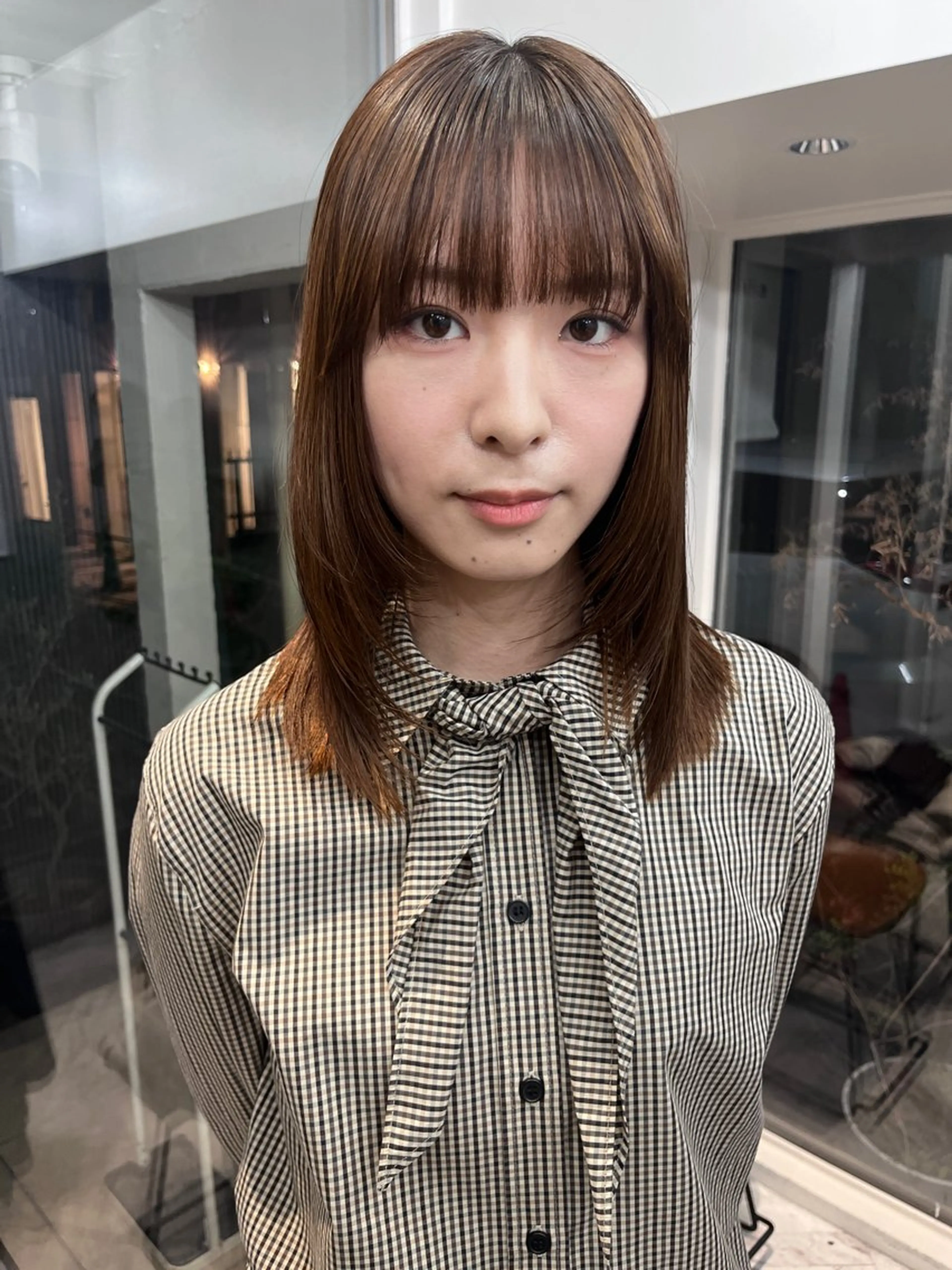 ミディアム カラー ヘアカラー トリートメント 赤み消しカラー/ ナチュラル/トモキのヘアスタイル