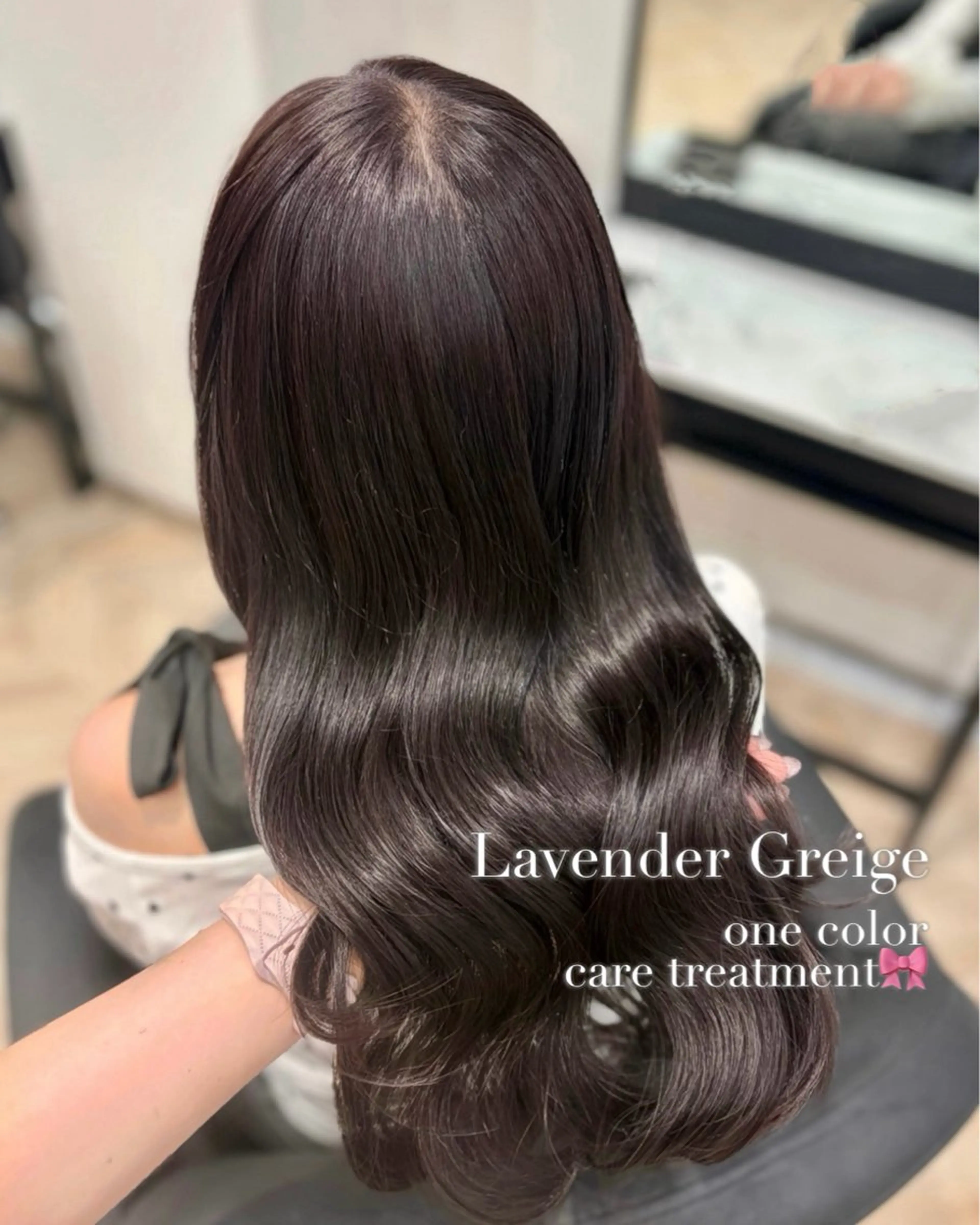 ロング カラー ブリーチ グレージュ ラベンダーカラー ラベンダーグレージュ ラベンダーグレー カット ヘアカラー トリートメント 𝒎𝒐𝒆🩰 名駅/ヘアメ/暖色♡のヘアスタイル